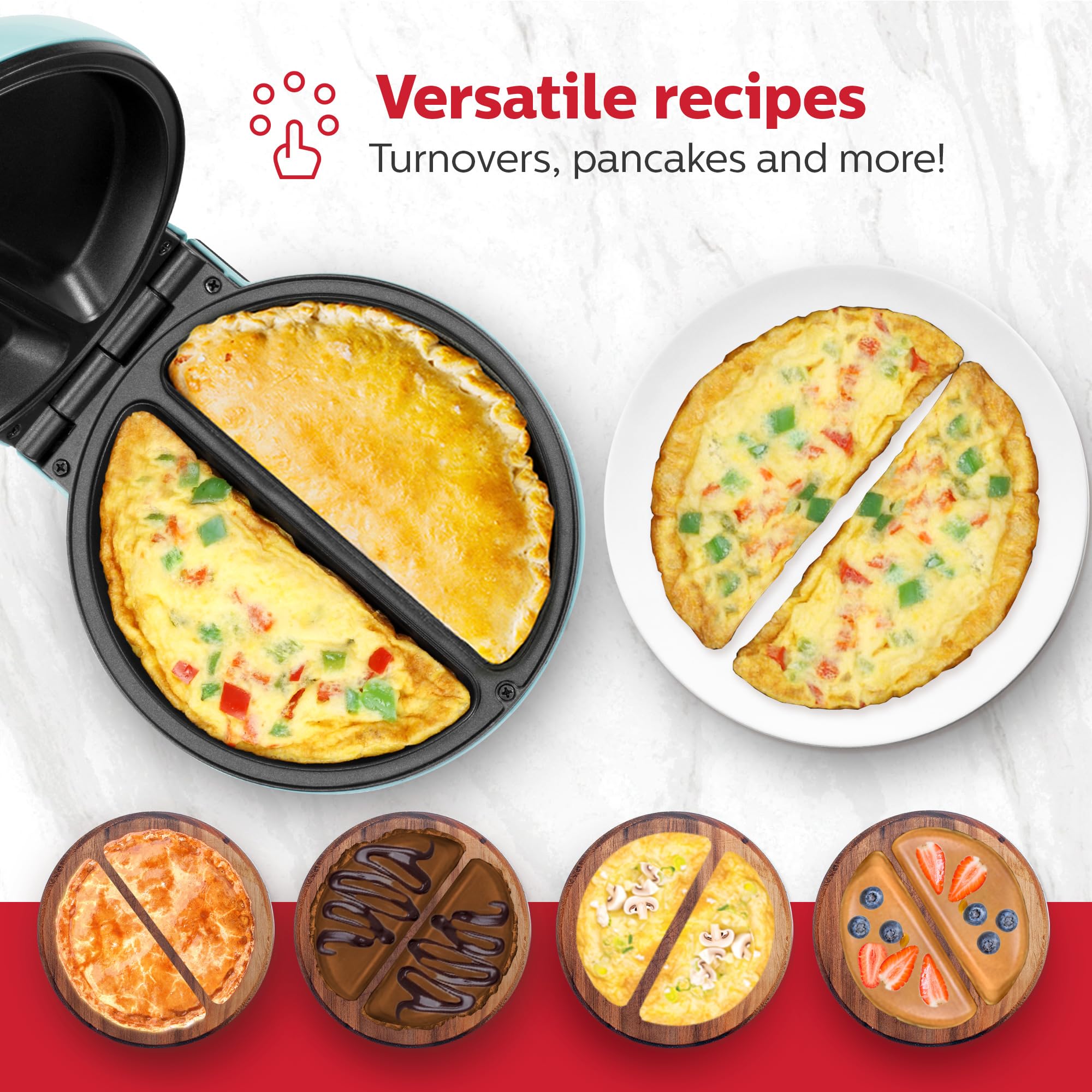 Holstein Housewares - Non-Stick Omelet & Frittata Maker, Mintstainless Steel - Makes 2 Individual Portions Quick & Easy