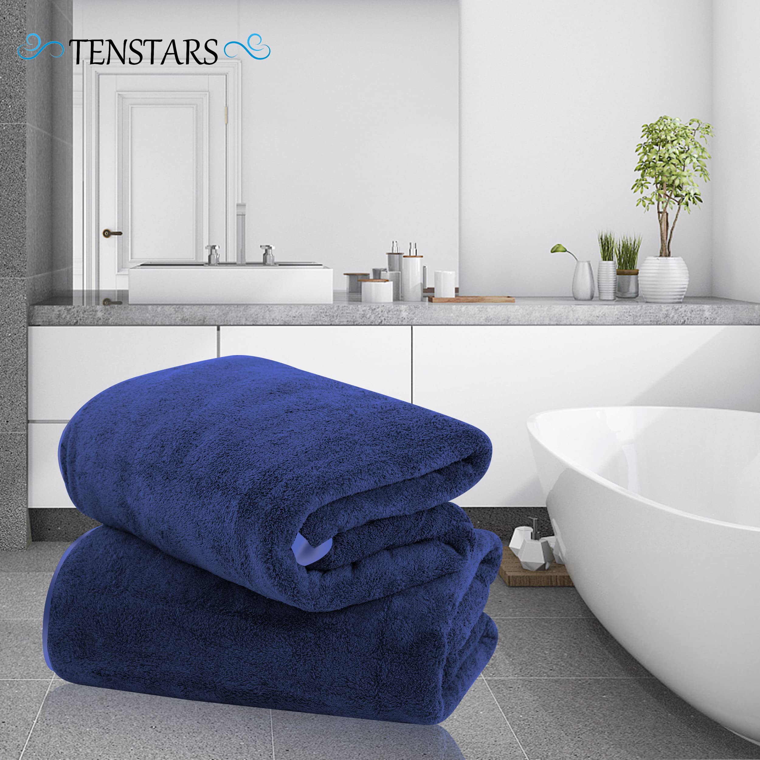 Tenstars Silk Hemming Bath Towels For Bathroom Clearance - 27 X 55 Inches - Light Thin Quick Drying - Soft Microfiber Absorbent
