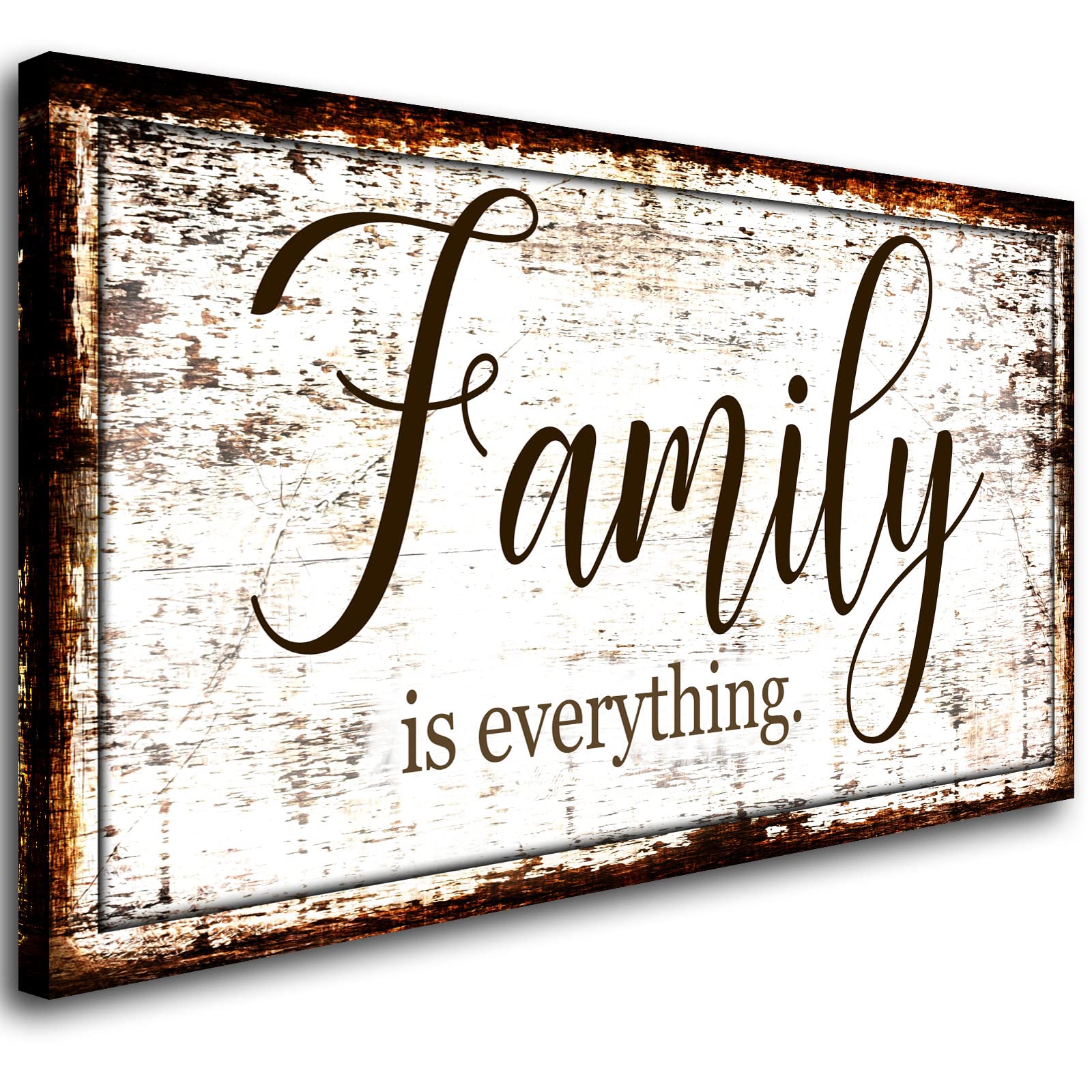 Family Is Everything Wall Decor-Rustic Family Quote Print Canvas For Farmhouse-Family Signs Wall Art-Retro Artwork Wall Decorati