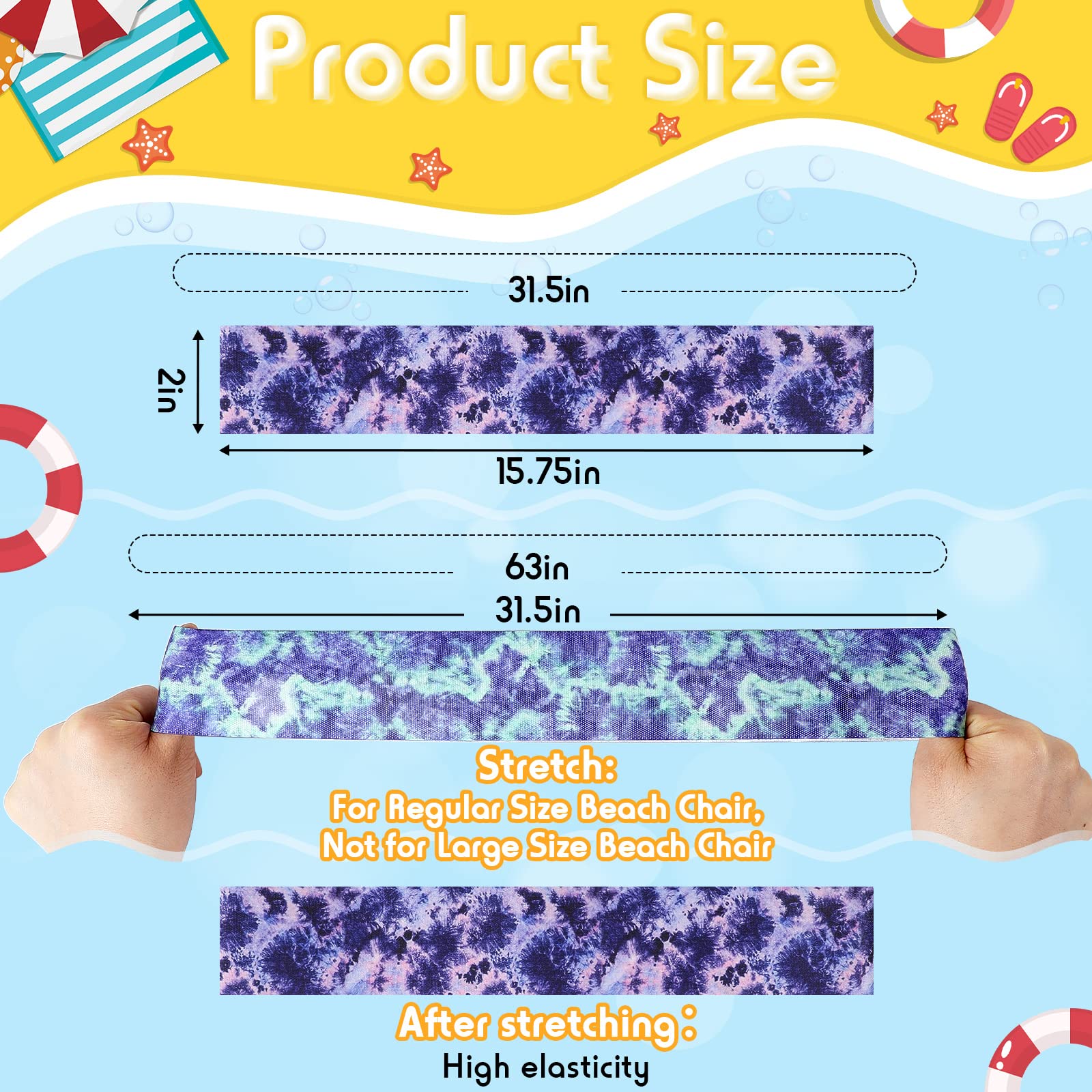 Boao 8 Pcs Large Towel Bands For Beach Chairs 15.75 X 1.97 Inch Cruise Towel Clips For Lounge Beach Pool Chairs Towel Strap Hold