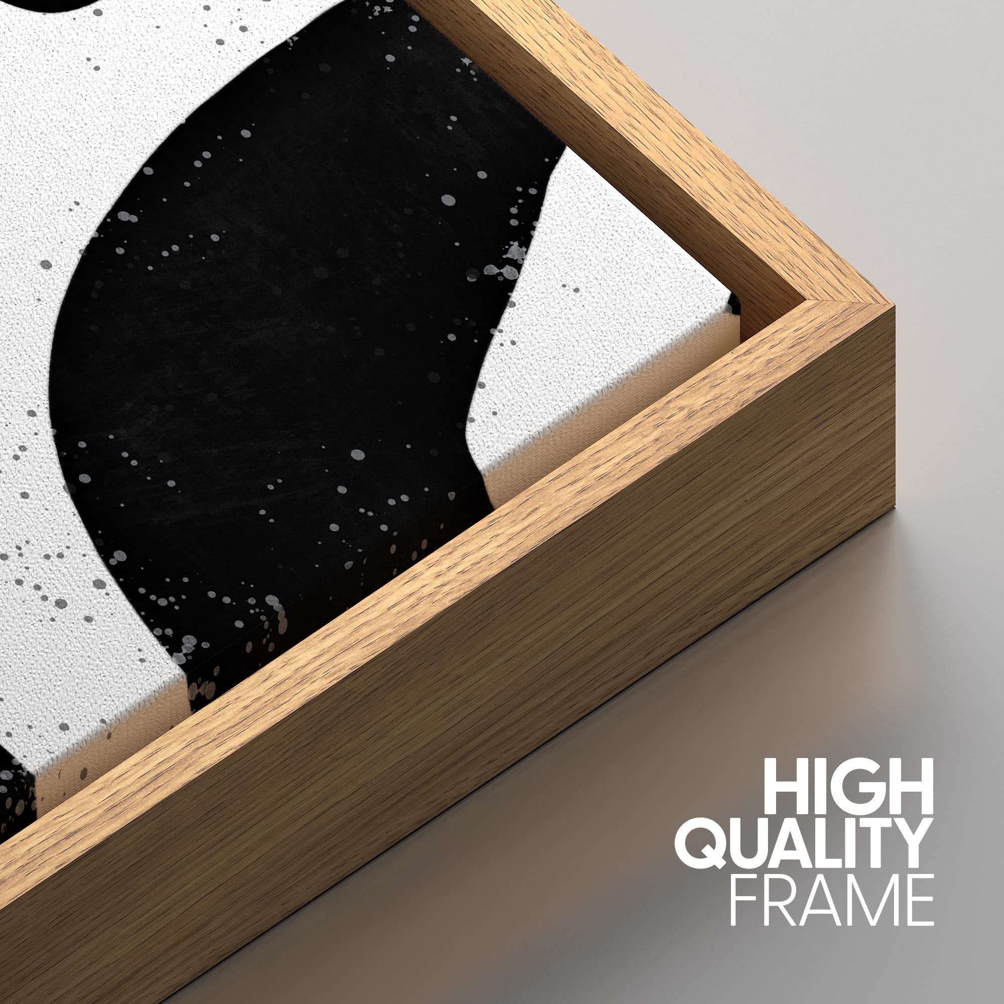 Idea4Wall Framed Wall Art Print Set Black & White Paint Stroke Pattern Abstract Shapes Illustrations Modern Art Mid-Century Mode