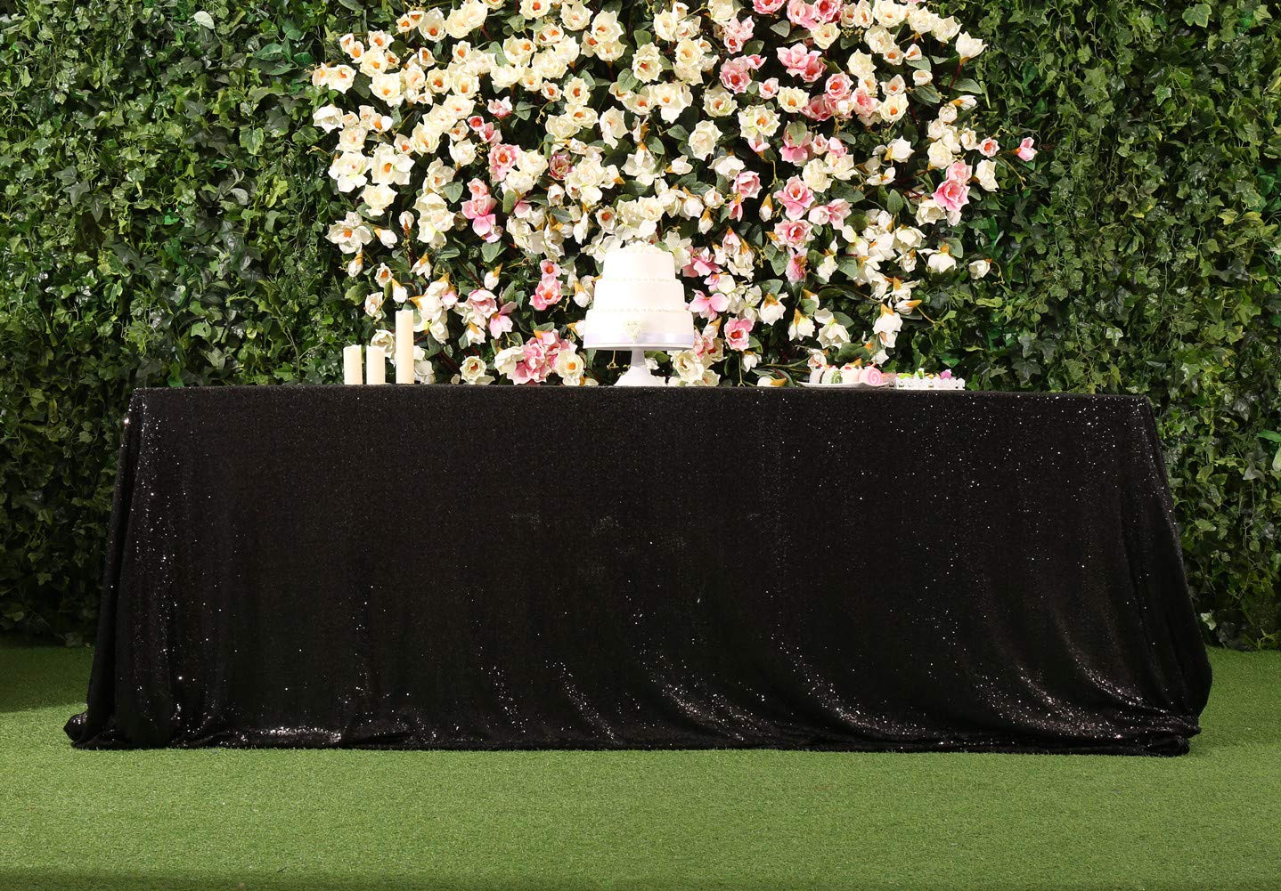 Squarepie Sequin Tablecloth 60 X 120 Inch Black Sparkly Table Linen For Wedding Party