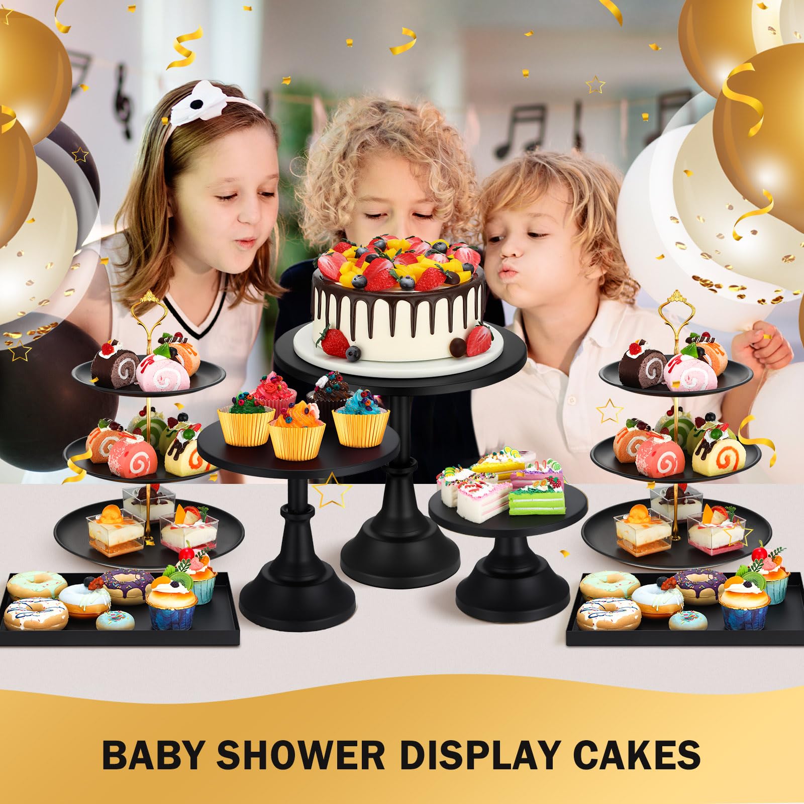 Tioncy 7 Pcs Cake Stand Set Metal Cupcake Holder Dessert Table Display Cupcake Display Plate Serving Platter Dessert Table Stand