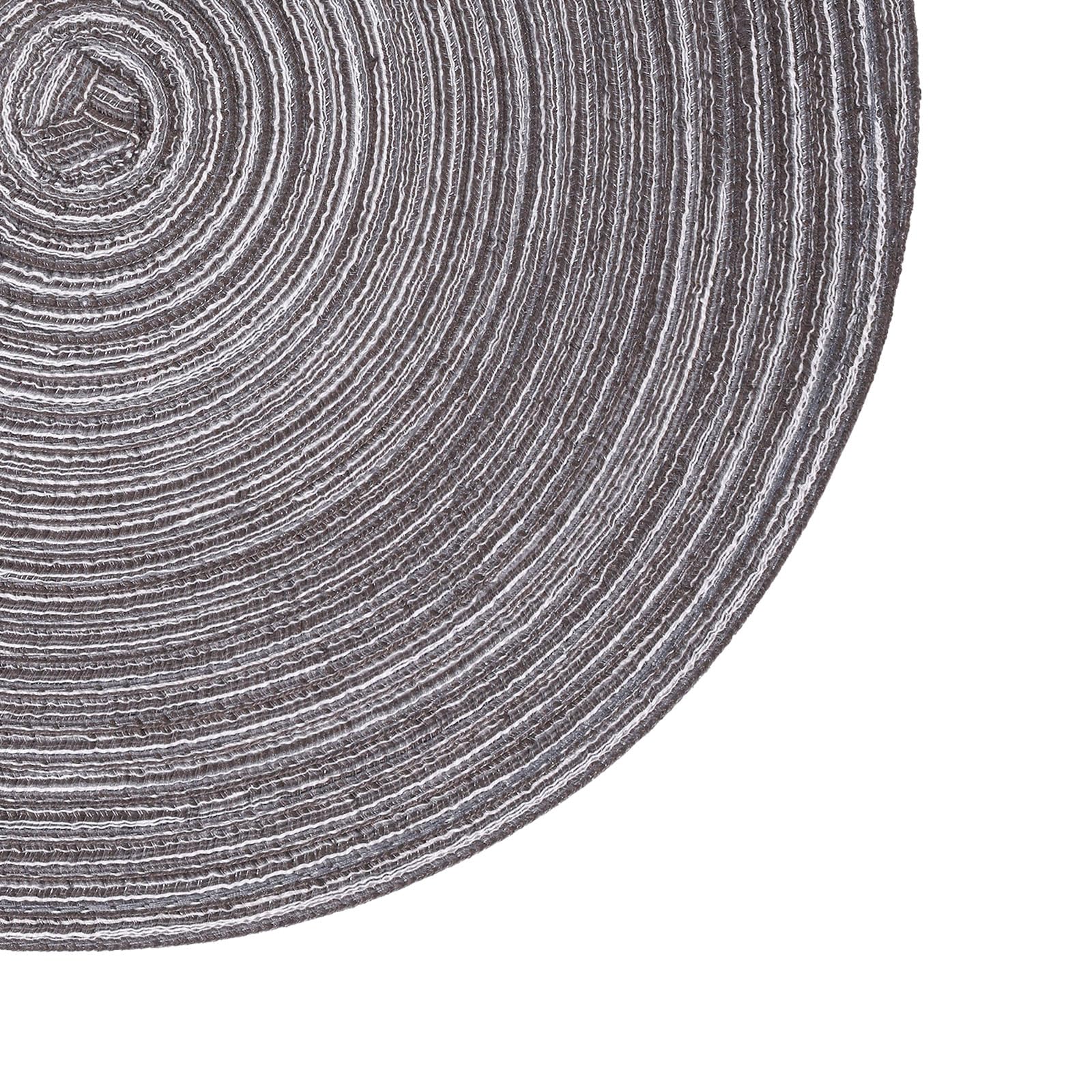 Shacos Round Braided Placemats Set Of 6 Round Table Mats 15 Inch Cotton Washable For Holiday Party (Black Grey, 6)