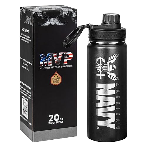 20oz US Navy Water Bottle - Double Wall Vacuum Insulated Stainless Steel Great for PT and Outdoor Sports Like Hiking Camping and Cycling-OFFICIALLY LICENSED
