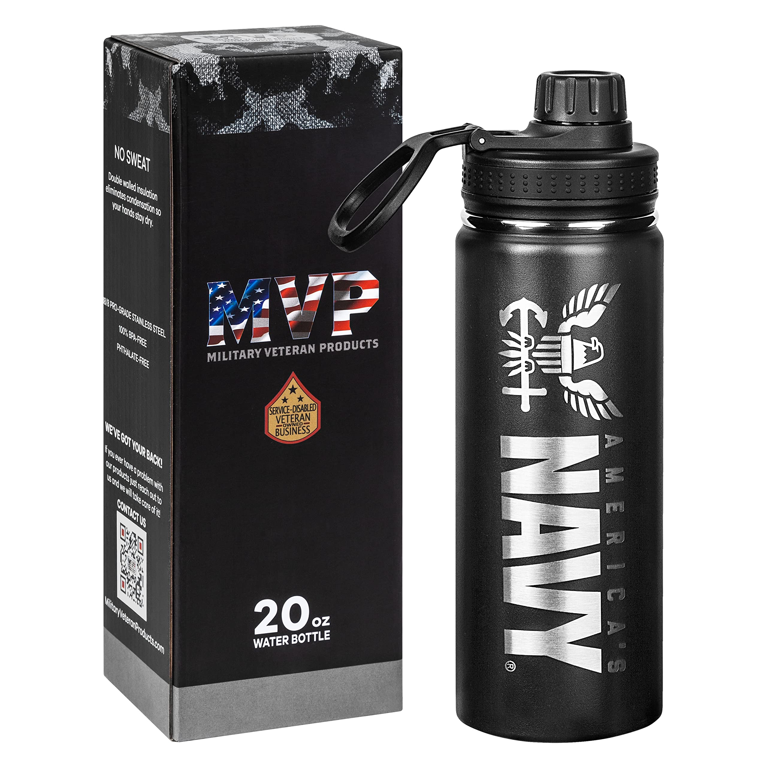 20Oz Us Navy Water Bottle - Double Wall Vacuum Insulated Stainless Steel Great For Pt And Outdoor Sports Like Hiking Camping And