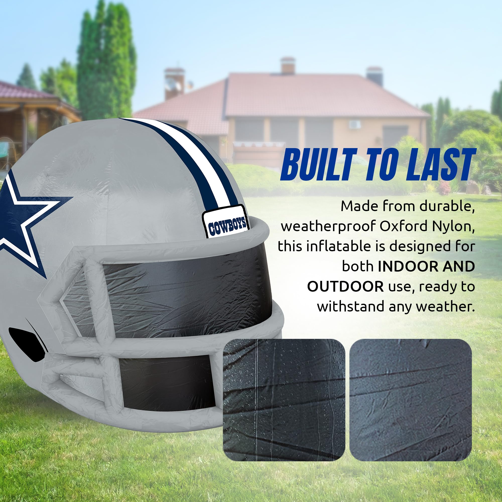 Sporticulture NFL Dallas Cowboys 4ft Inflatable Helmet with LED Lights & Built-in Blower - Merchandise Decor Ideal for Lawn, Fro