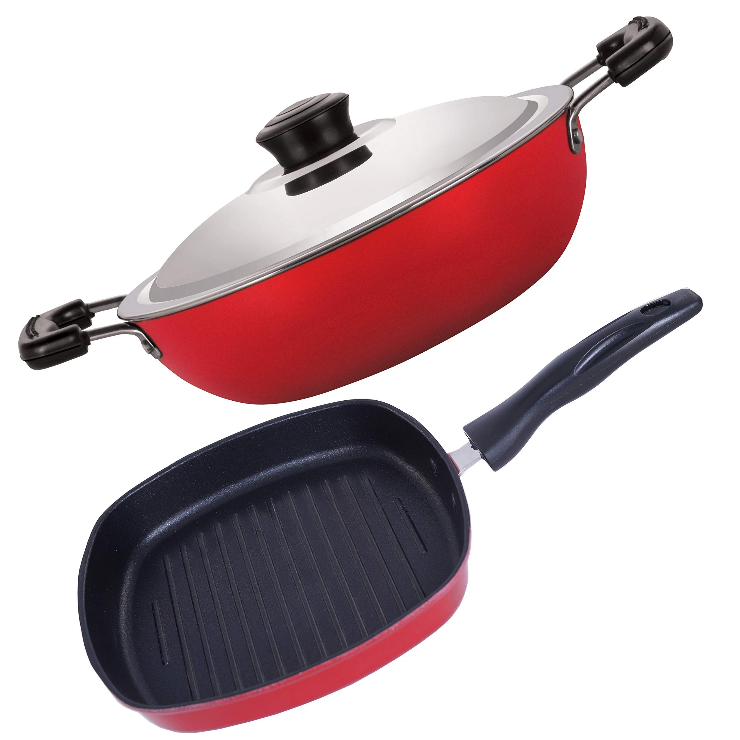Nirlon NonStick Aluminium Gas Compatible Cookware Utencils Combo Gift Set, 2 Piece Set