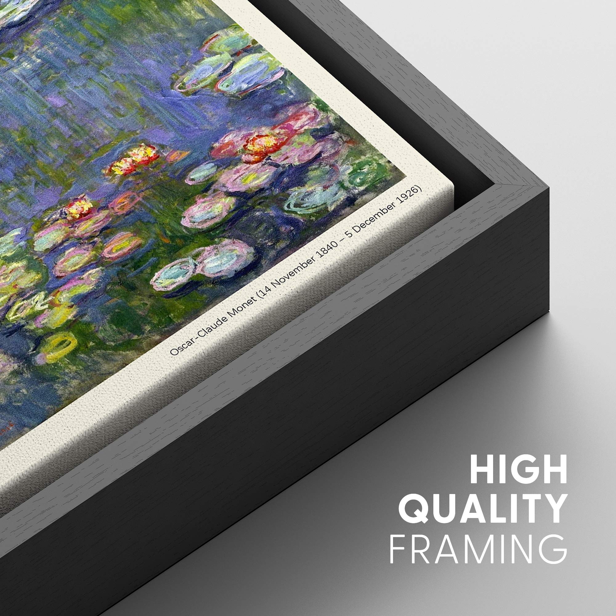 Idea4Wall Framed Canvas Print Wall Art Water Lilies Master Artist Claude Monet Nature Wilderness Oil Painting Impressionism Trad