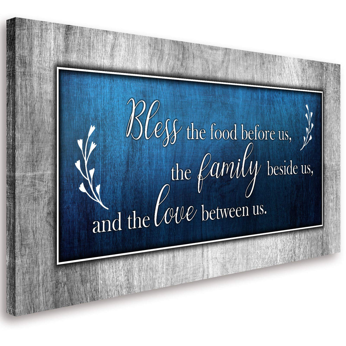 Christian Wall Art Decor Blue And Grey Canvas Prints Bless The Food Quote Wall Pictures Framed Artwork For Home Living Room Dini