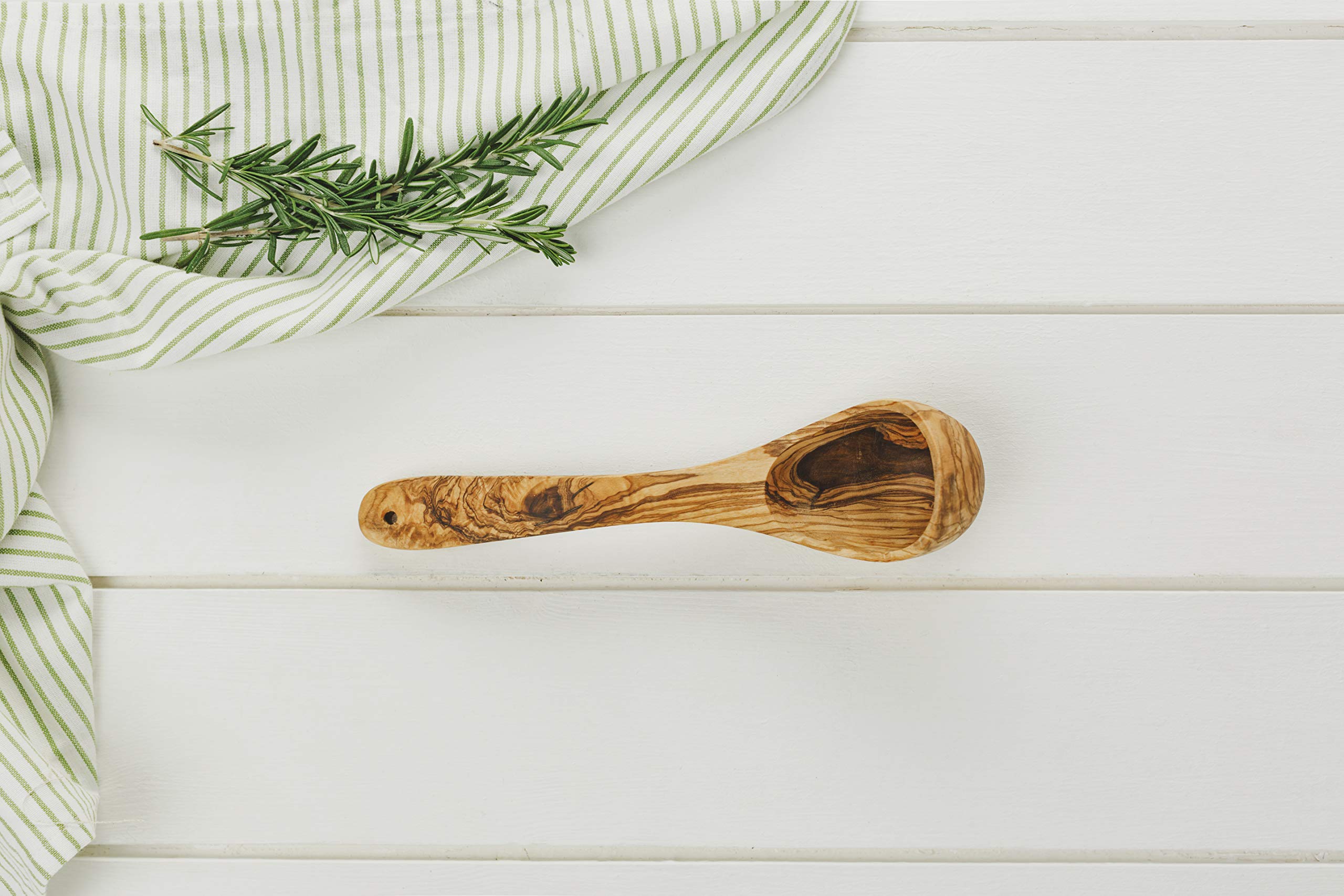 Naturally Med - Olive Wood Soup Ladle - 12''. Wooden Soup Ladle, Cooking Spoon, Serving Ladle, Gravy Ladle. Handcrafted In Tunis