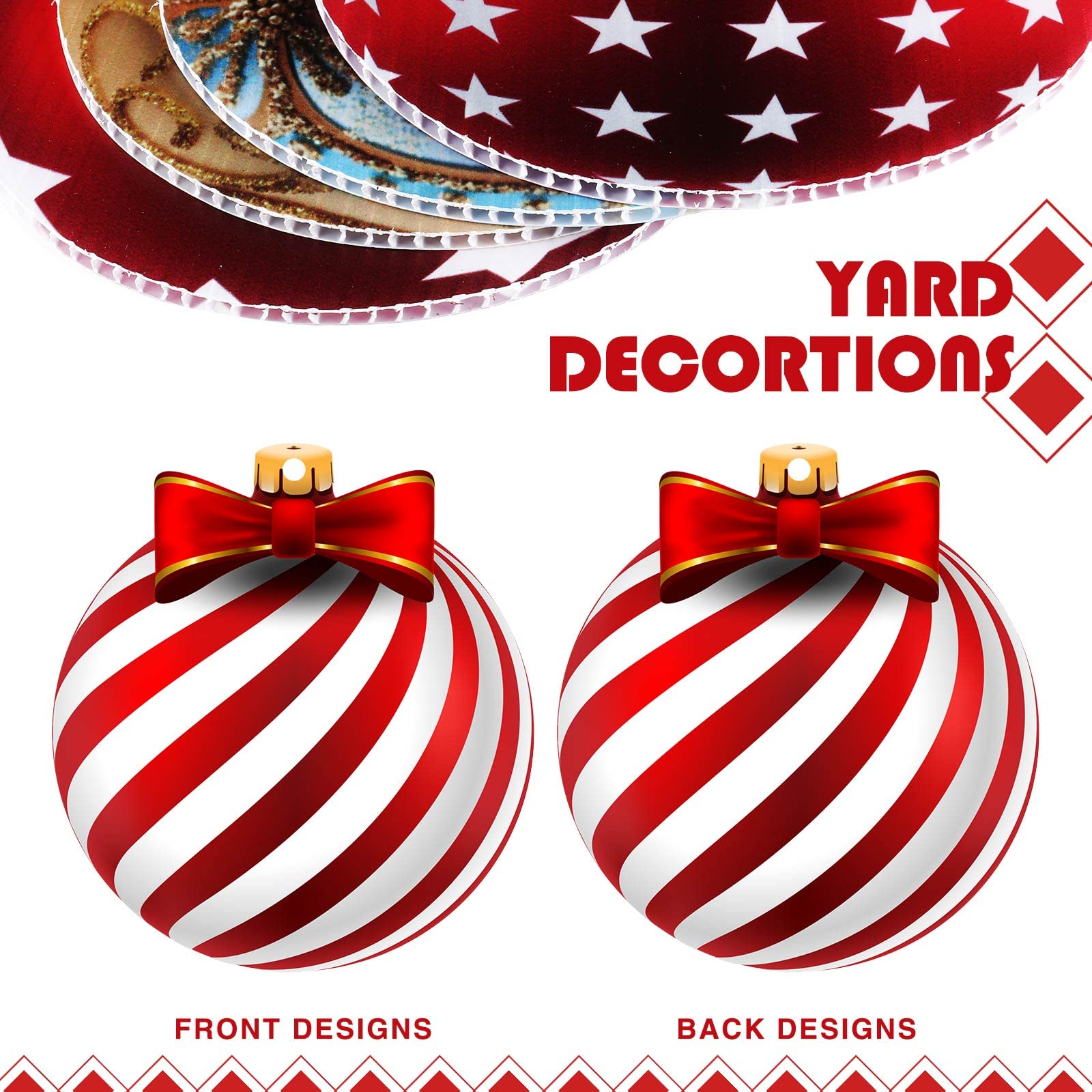 Rtteri 30 Pcs Large Christmas Ball Shape Ornaments for Outdoor 4.9 Inch Double Sided Plastic Christmas Hanging Ornaments Balls f