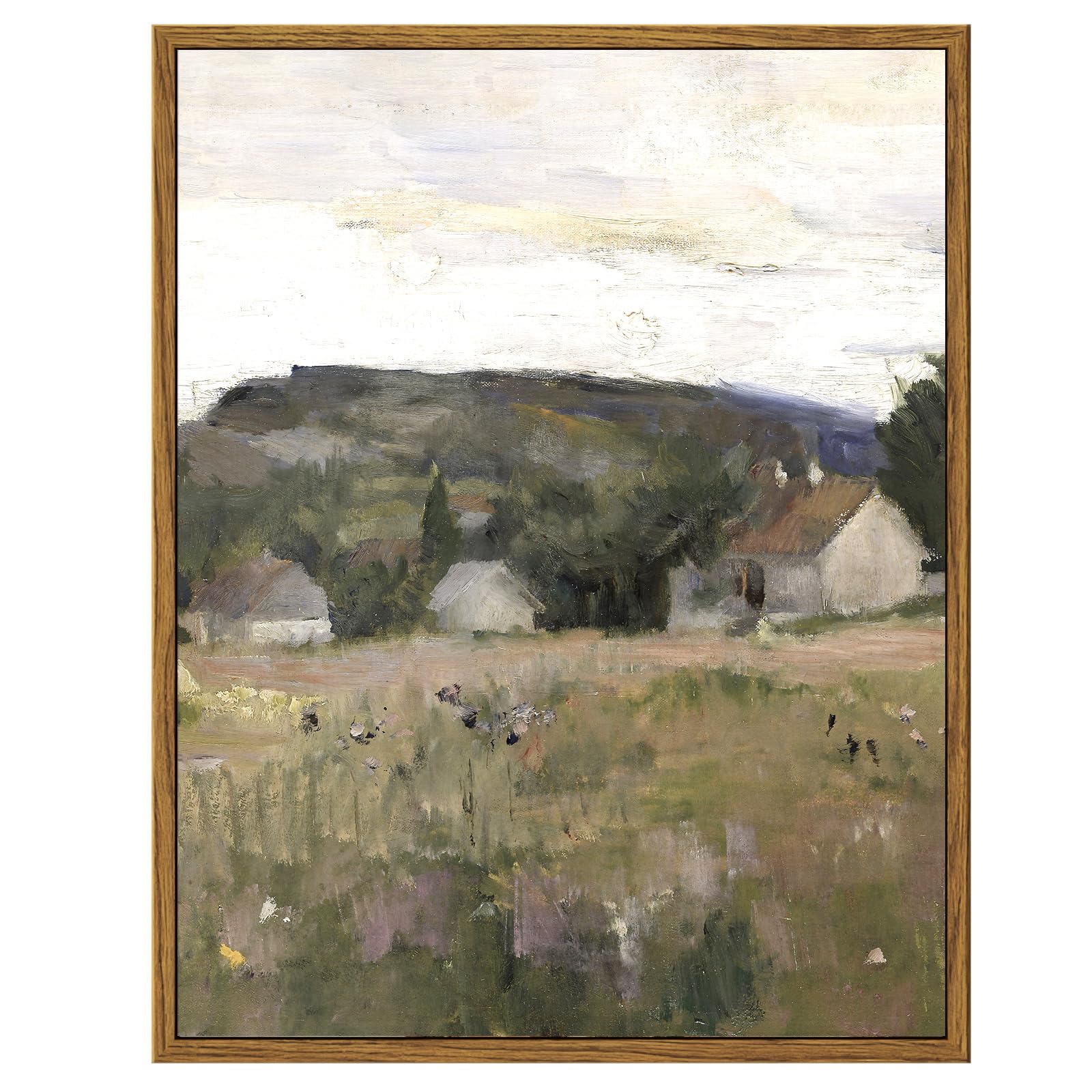 Insimsea Framed Wall Art For Living Room Vintage Landscape Wall Prints Framed Canvas Art Wall Decor Abstract Serene Countryside