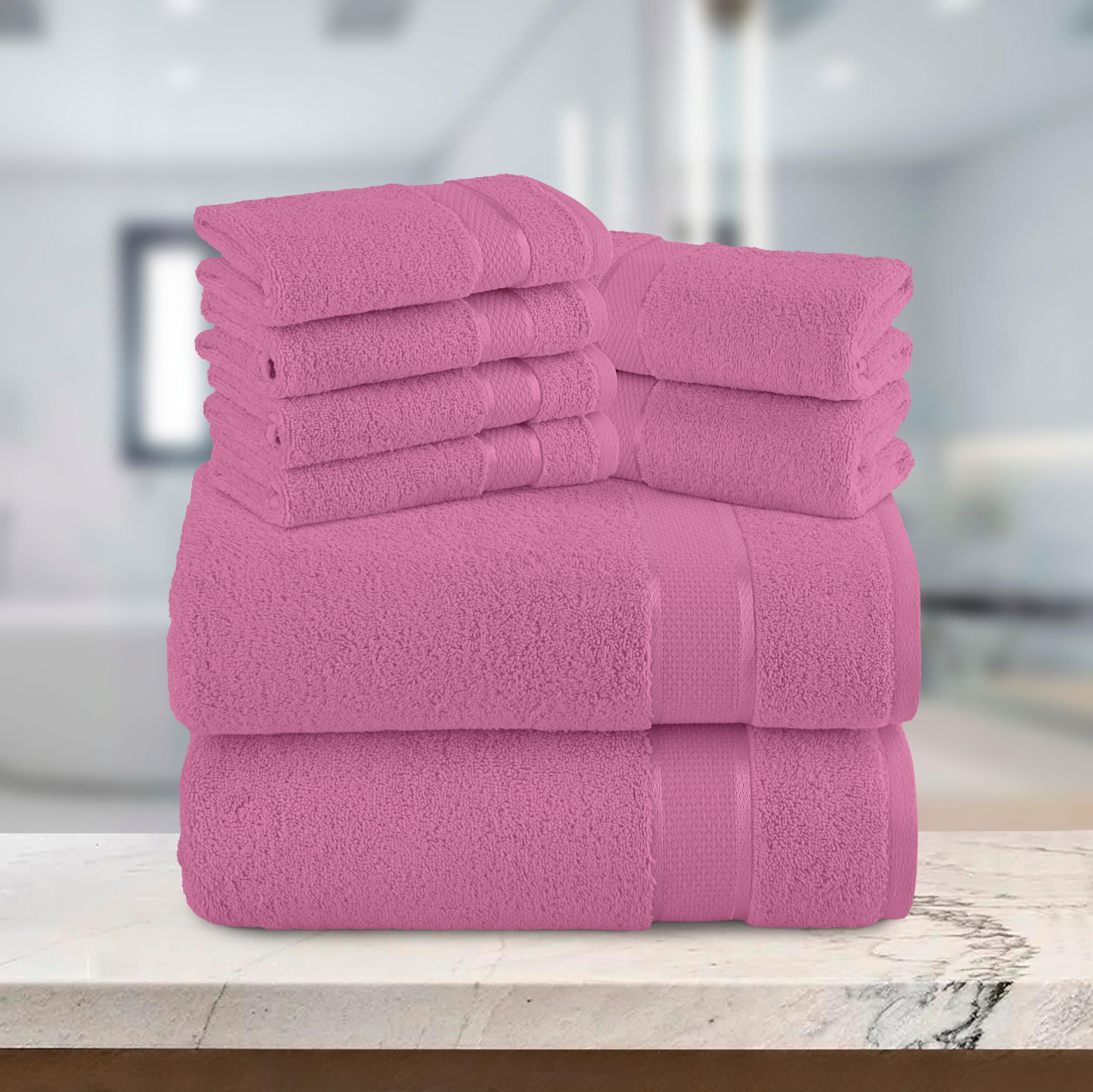 Elegant Comfort Premium Cotton 8-Piece Towel Set, Includes 4 Washcloths, 2 Hand Towels And 2 Bath Towels, 100% Turkish Cotton -
