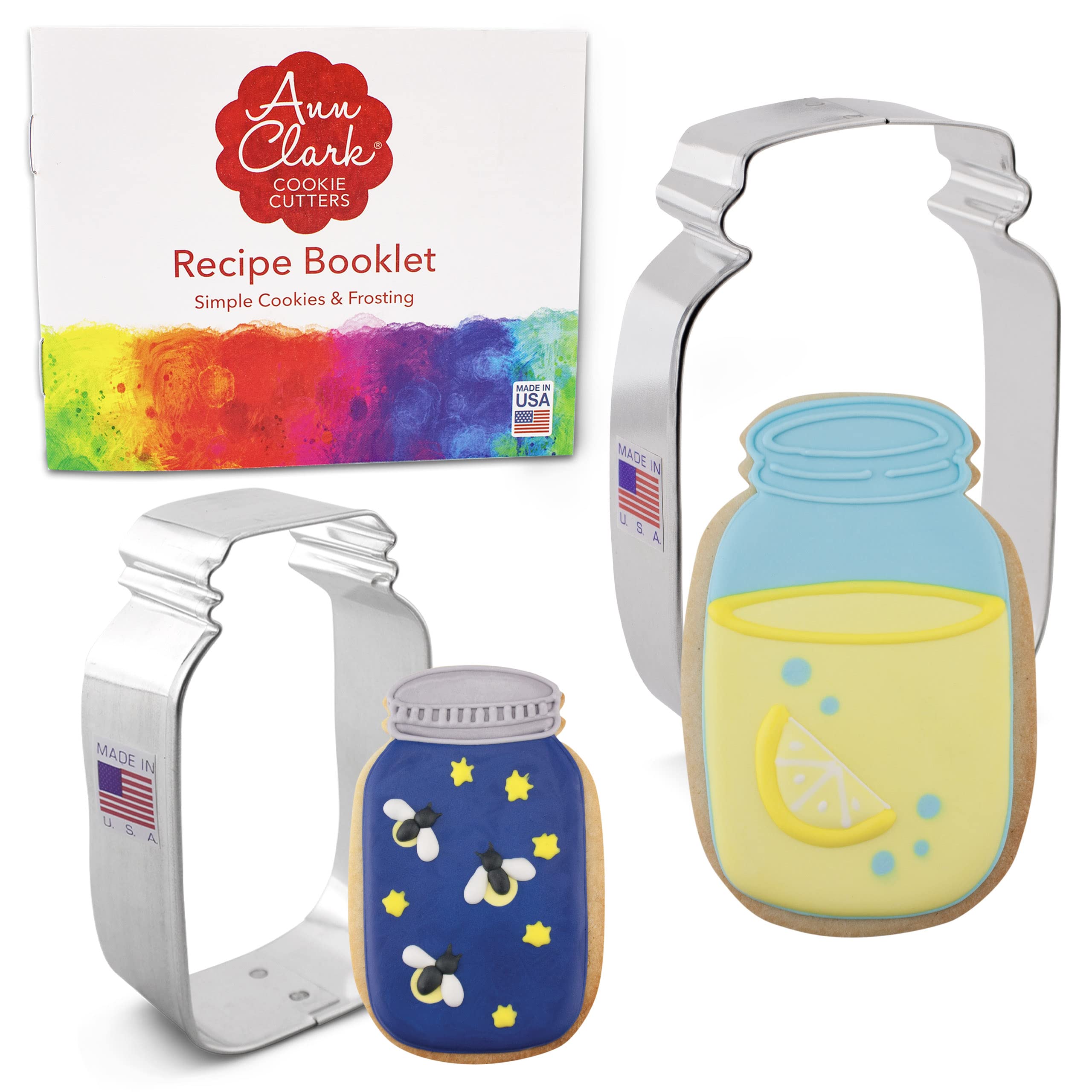 Mason Jar Cookie Cutters 2-Pc. Set Made in USA by Ann Clark, 3.25, 4.5