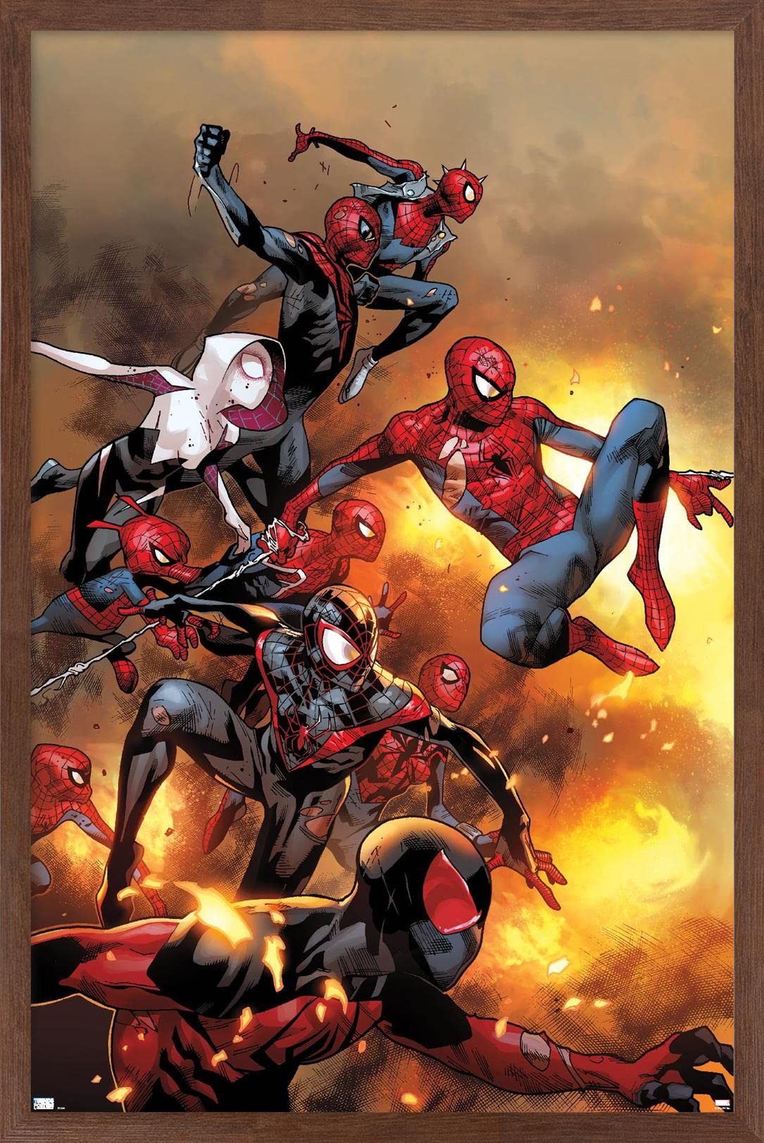 Trends International Marvel Comics - Spider-Verse - The Amazing Spider-Man #13 Wall Poster, 14.72'' X 22.37'', Mahogany Framed V