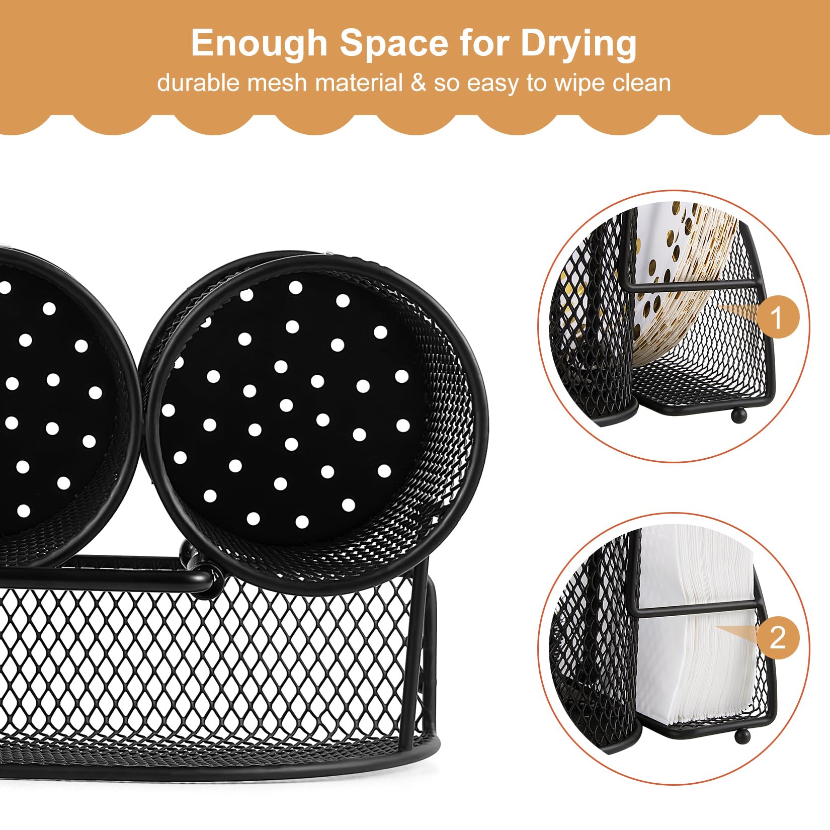 Dticon Metal Utensil Caddy Silverware Organizer, Utensil Holder Cutlery Caddy, Flatware Spoon Fork Storage For Outdoor Party Cam