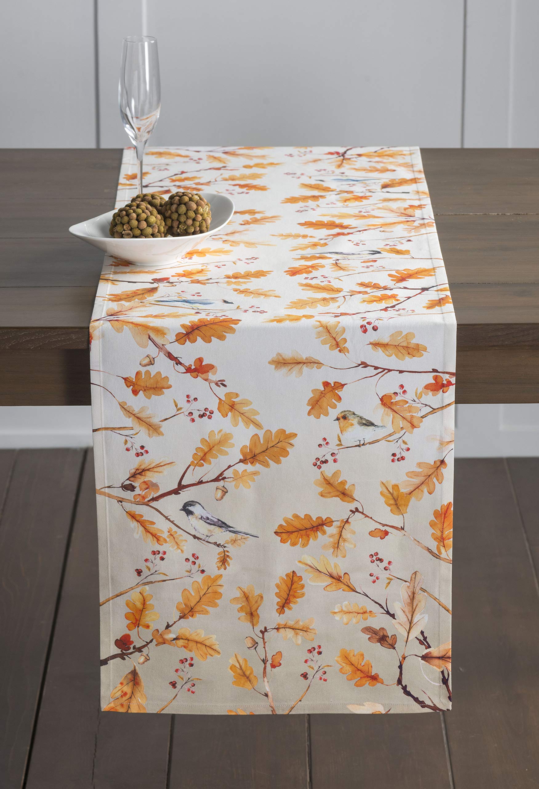 Maison D' Hermine Tablerunner 100% Cotton Table Runner Decorative Table Runners, Home, Wedding, Buffet & Camping, Oak Leaves (Si