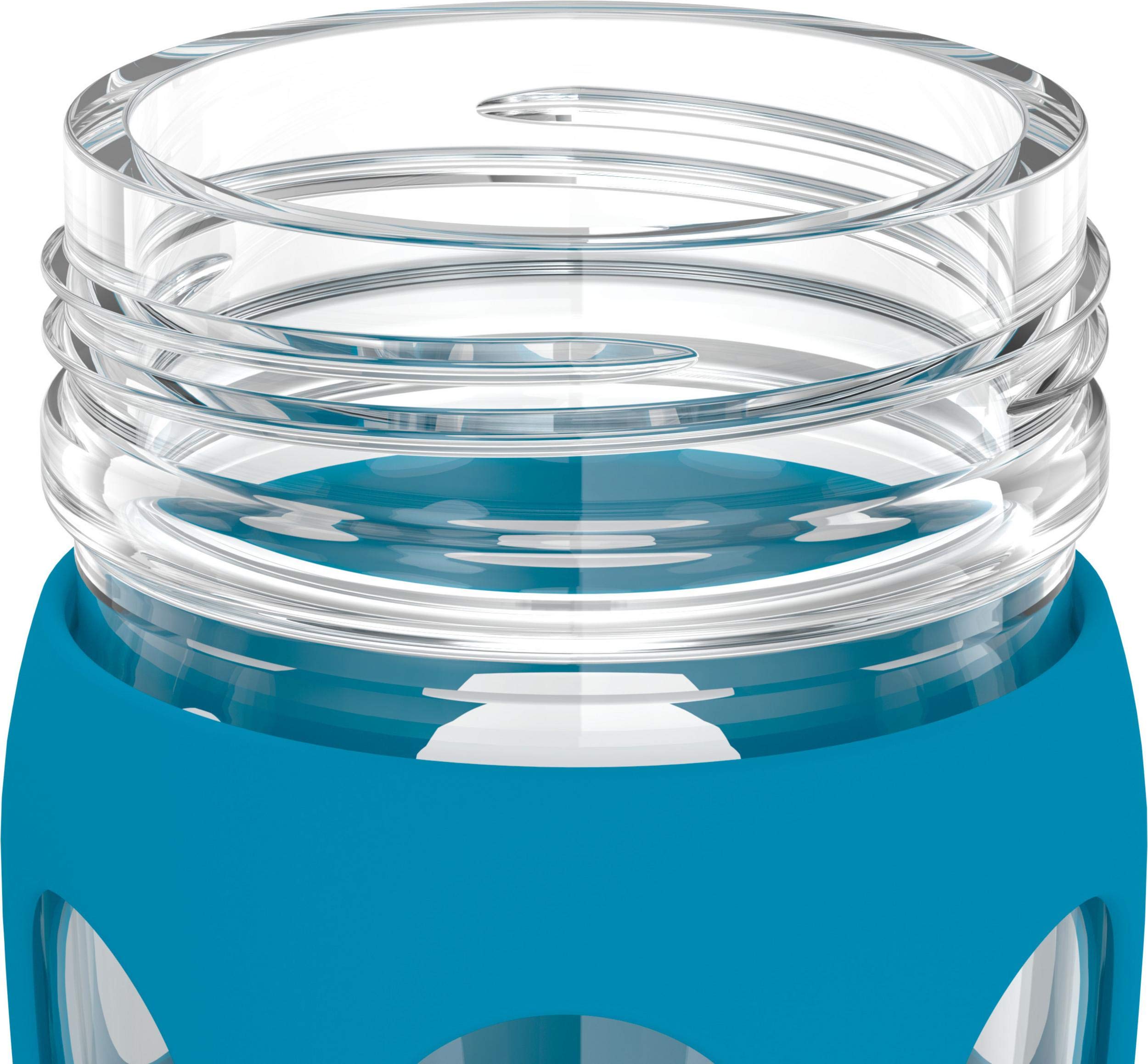 Lifefactory 16-Ounce Bpa-Free Glass Water Bottle With Classic Cap And Protective Silicone Sleeve, Teal Lake