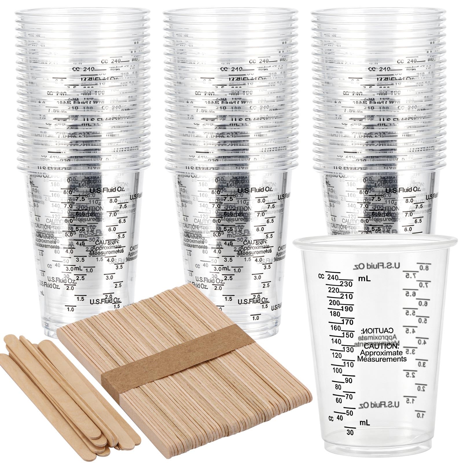 60 Pcs 8oz Epoxy Resin Mixing Cups Disposable Plastic Measuring Cups
