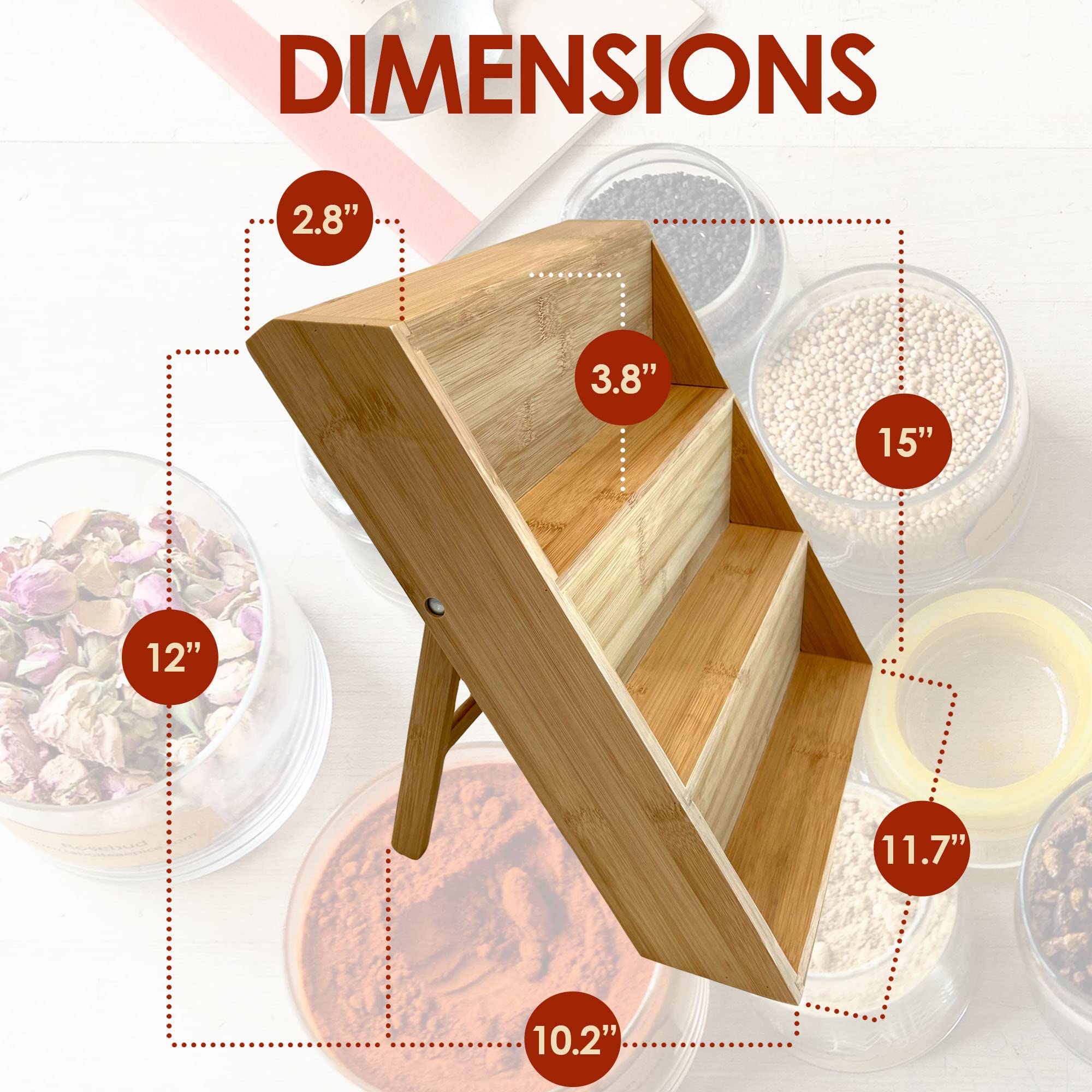 Pacific Moon Tree Bamboo Spice Rack and Organizer, 3-tier Seasoning Spice Jar Organizer, Excellent Tiered Wooden Spice Racks Fre