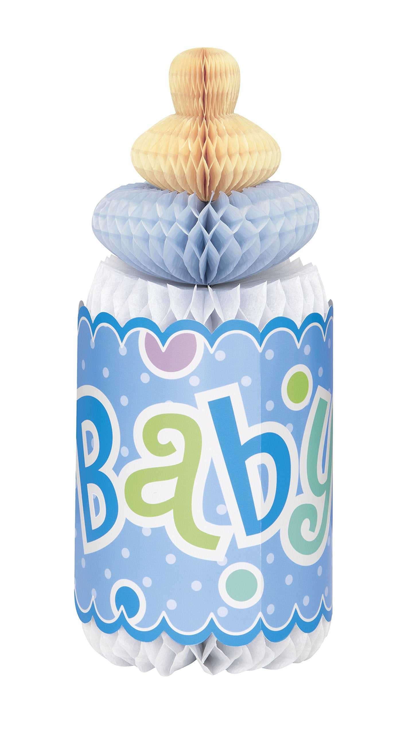 Baby Shower Blue Bottle-Shaped Paper Honeycomb Decoration - 12'', 1 Piece - Ideal For Gender Reveals, Baptisms, 1St Birthdays