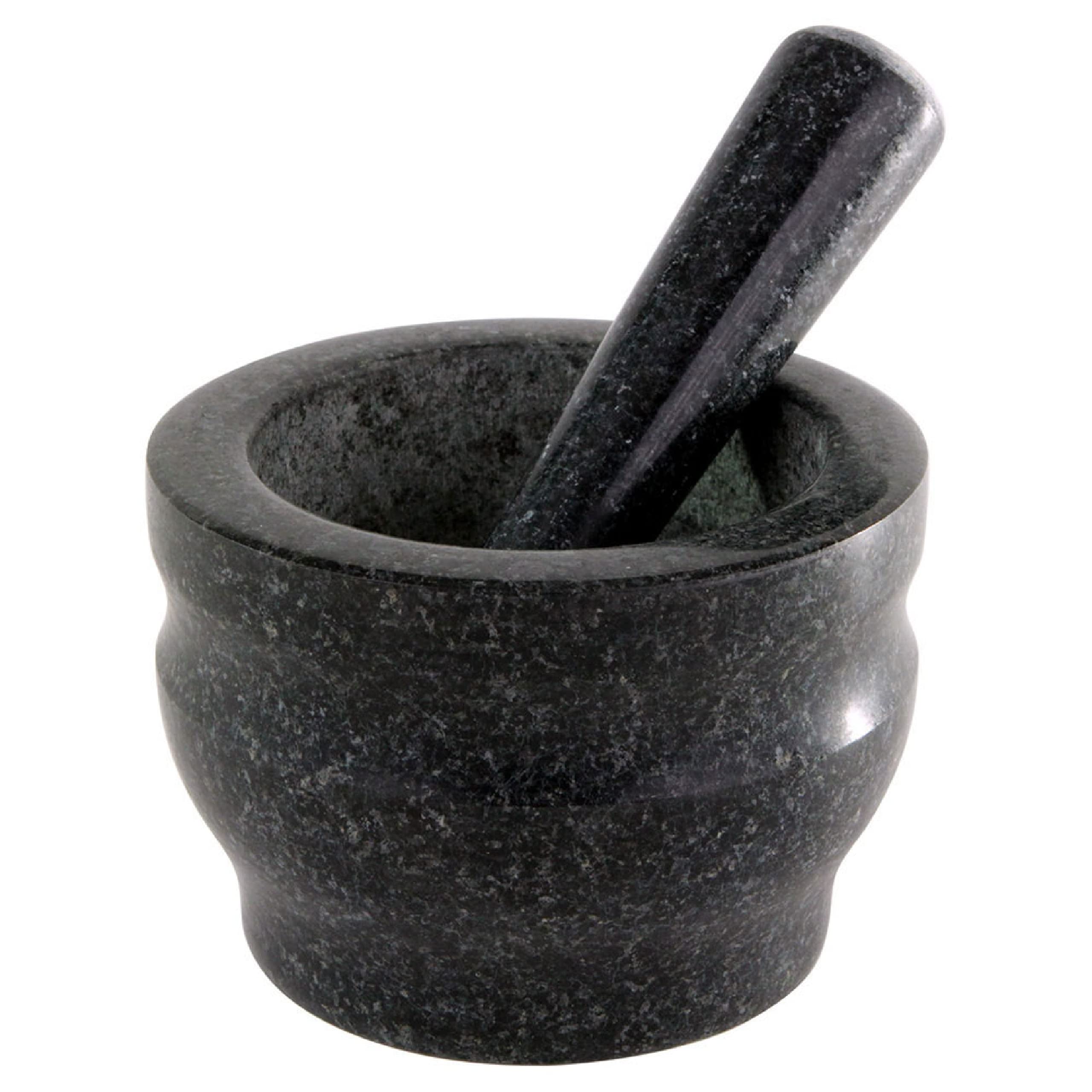 Cole & Mason 5.5-Inch Granite Mortar & Pestle - Unpolished Stone Mortar & Pestle For Kitchen - Small Grinding Bowl For Herbs And