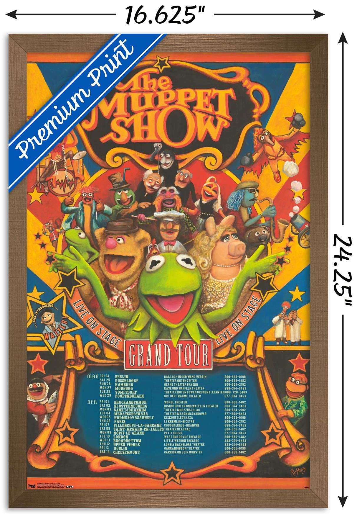 Trends International Disney The Muppets: Most Wanted - Grand Tour Wall Poster, 14.725'' X 22.375'', Bronze Framed Version