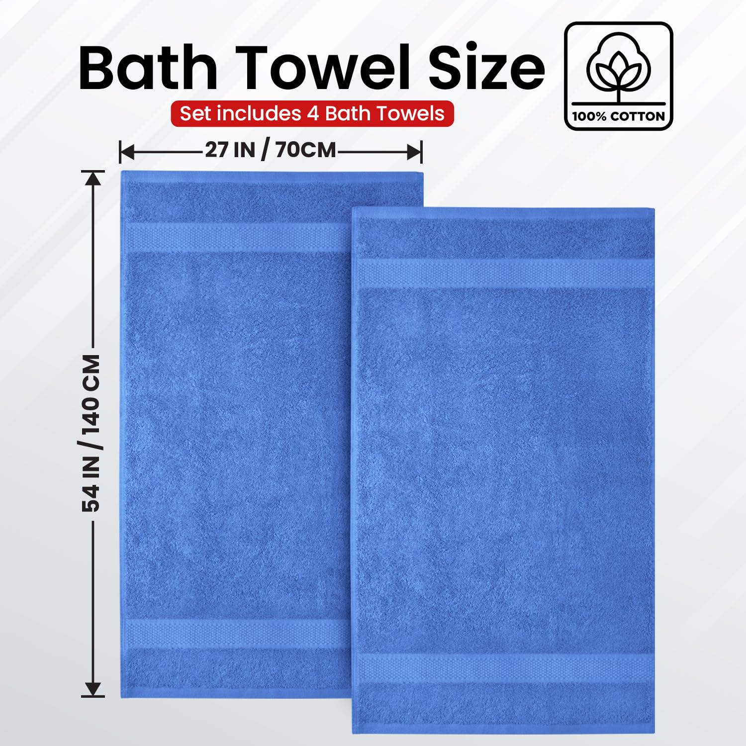 Infinitee Xclusives Premium Bath Towels For Bathroom Set Of 4 (27X54 Inches), 100% Soft Ring-Spun Cotton Bathroom Towels (Eloque
