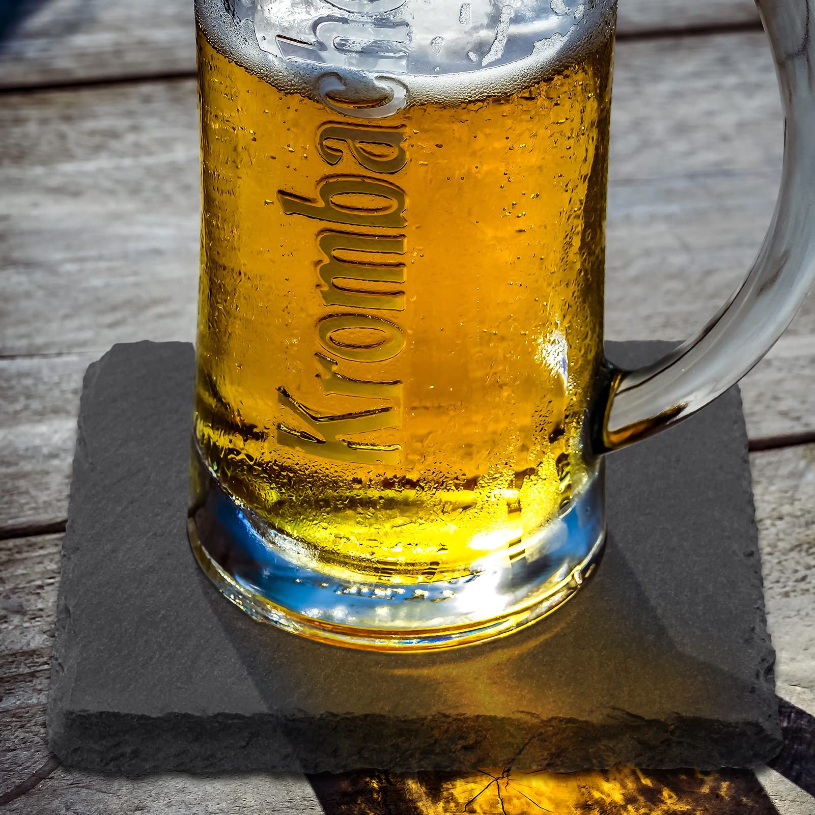 Slate Drink Coasters With Metal Holder, Goh Dodd 4 Inch 8 Pieces Black Stone Coasters Bulk Cup Coaster Set For Bar Kitchen Home