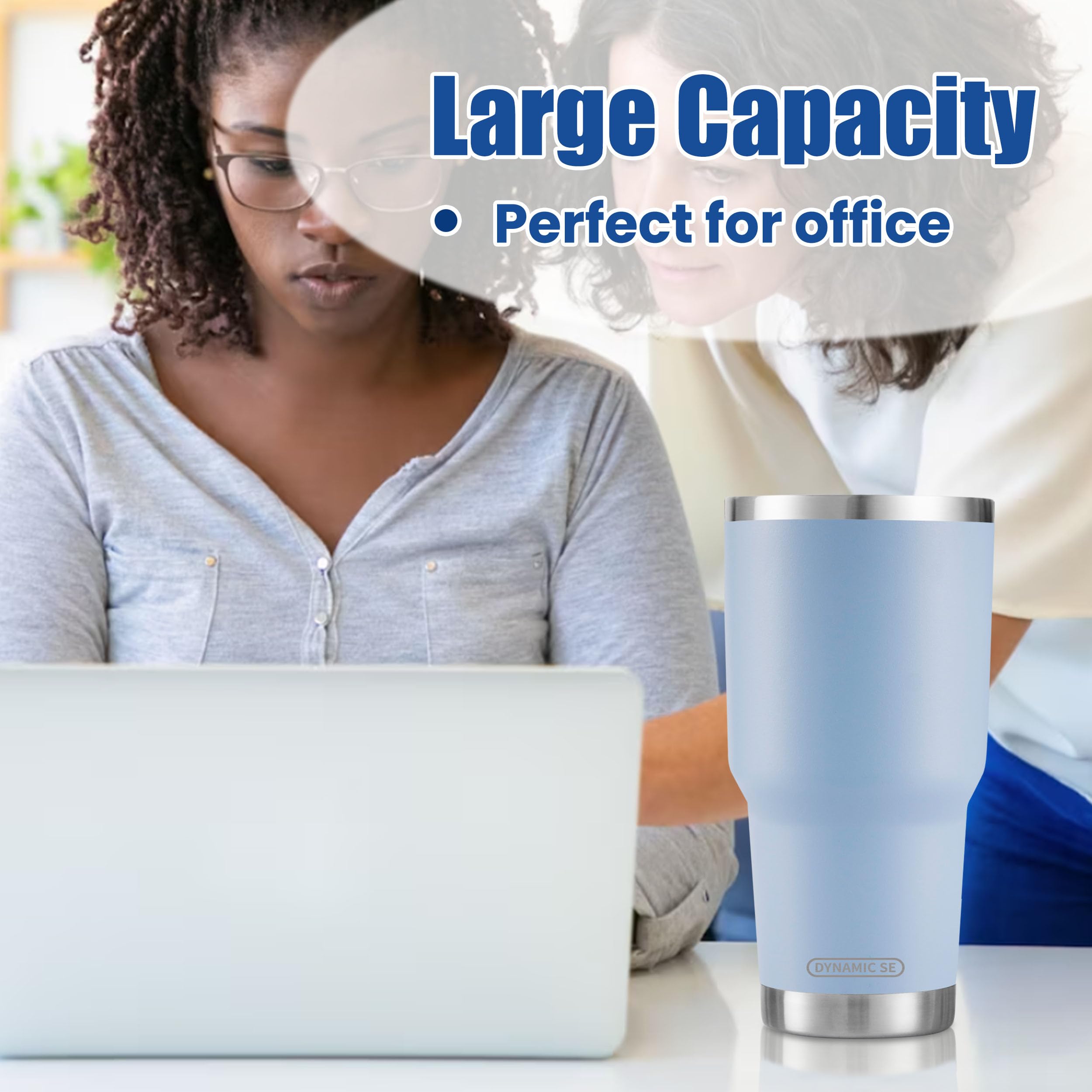 Ds 30Oz Blue Tumbler Stainless Steel Double Wall Vacuum Insulated Mug With Straw And Lid, Cleaning Brush For Cold And Hot Bevera