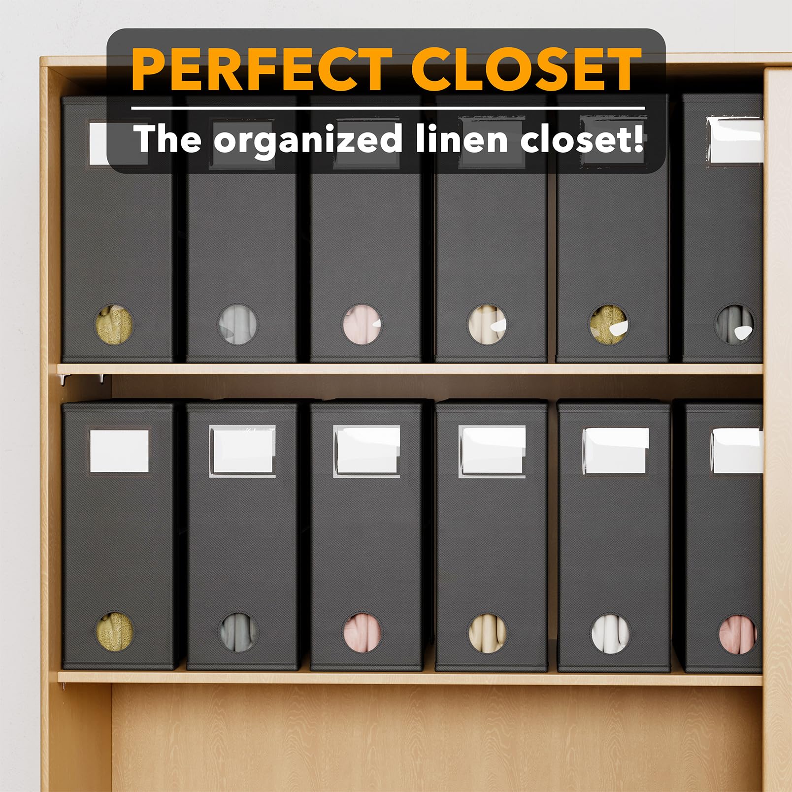 SpaceAid 12 Pack Bed Sheet Organizers and Storage, Foldable Sheet Organizer for Linen Closet, Set Folder Keeper with Window XL (