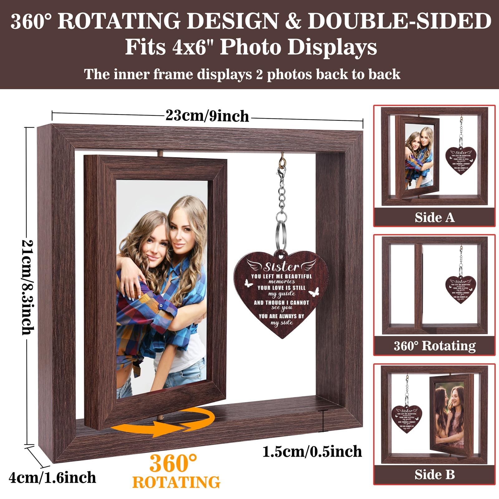 Boiveco Memorial Gifts for Loss of Sister, Sympathy Gift for Loss of Sister Memorial Picture Frame, In Memory of Sister Grief Re