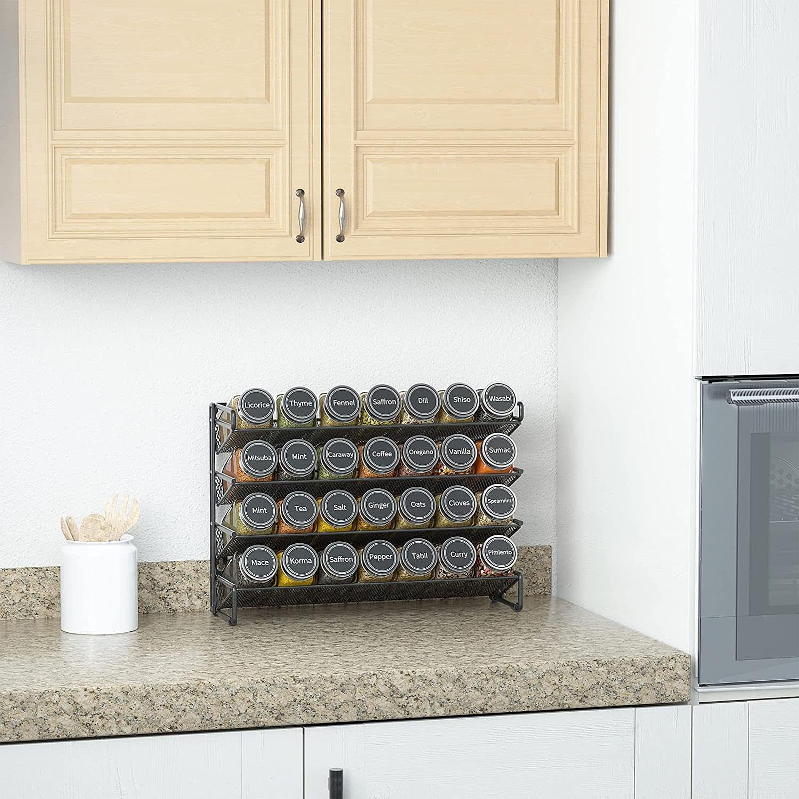 Merishopp 4 Tier Spice Rack Organizer Fashion For Kitchen Inside Cupboard Wall Mounted
