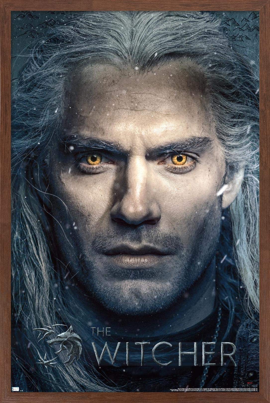 Trends International Netflix The Witcher - Closeup Wall Poster, 14.725'' X 22.375'', Mahogany Framed Version