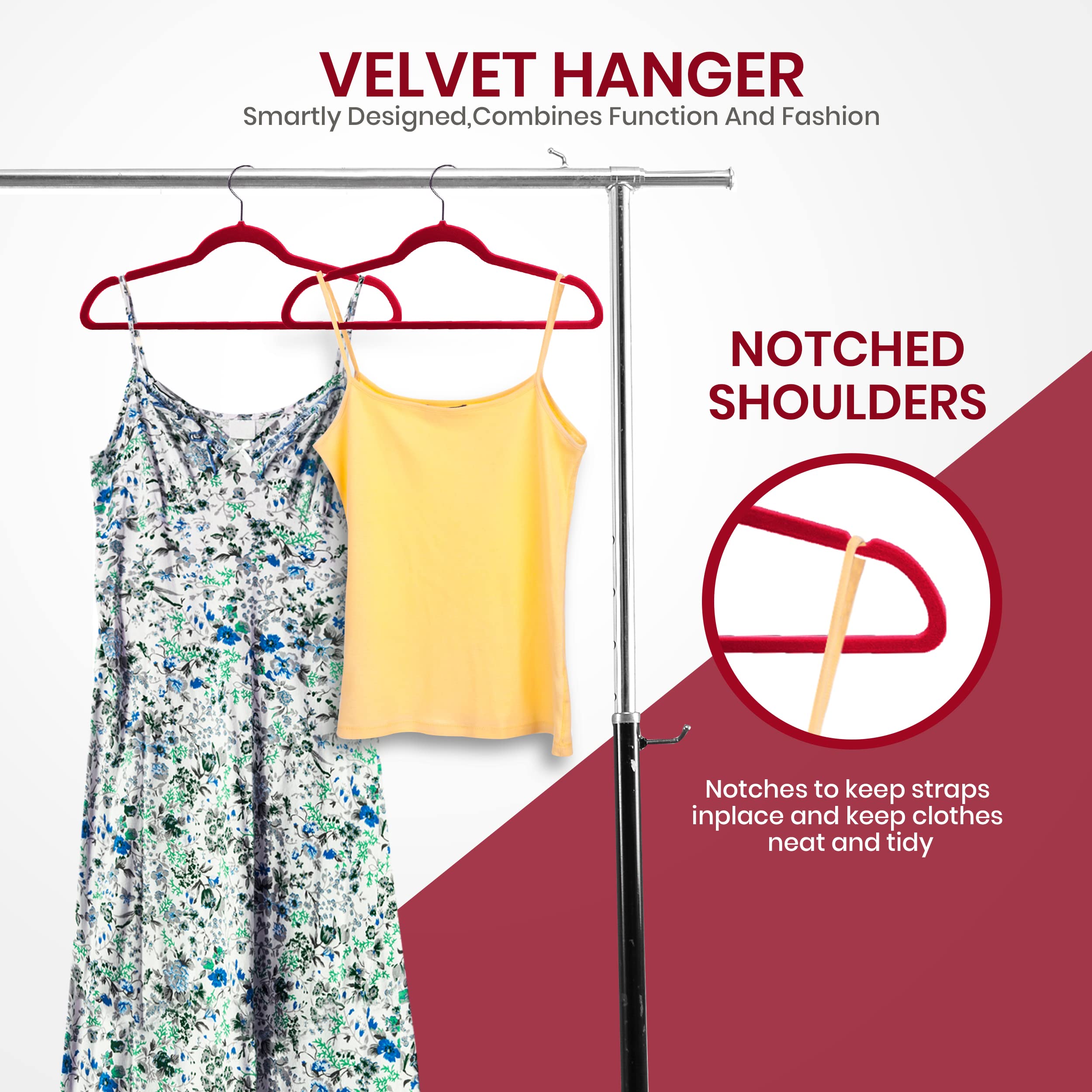 Utopia Home Velvet Hangers 20 Pack - Non-Slip Clothes Hangers - Burgundy Hangers - Suit Hangers With 360 Degree Rotatable Hook -