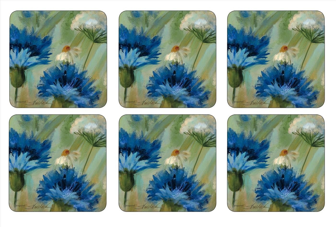 Pimpernel Fleur Des Champs Collection Coasters | Set Of 6 | Cork Backed Board | Heat And Stain Resistant | Drinks Coaster For Ta