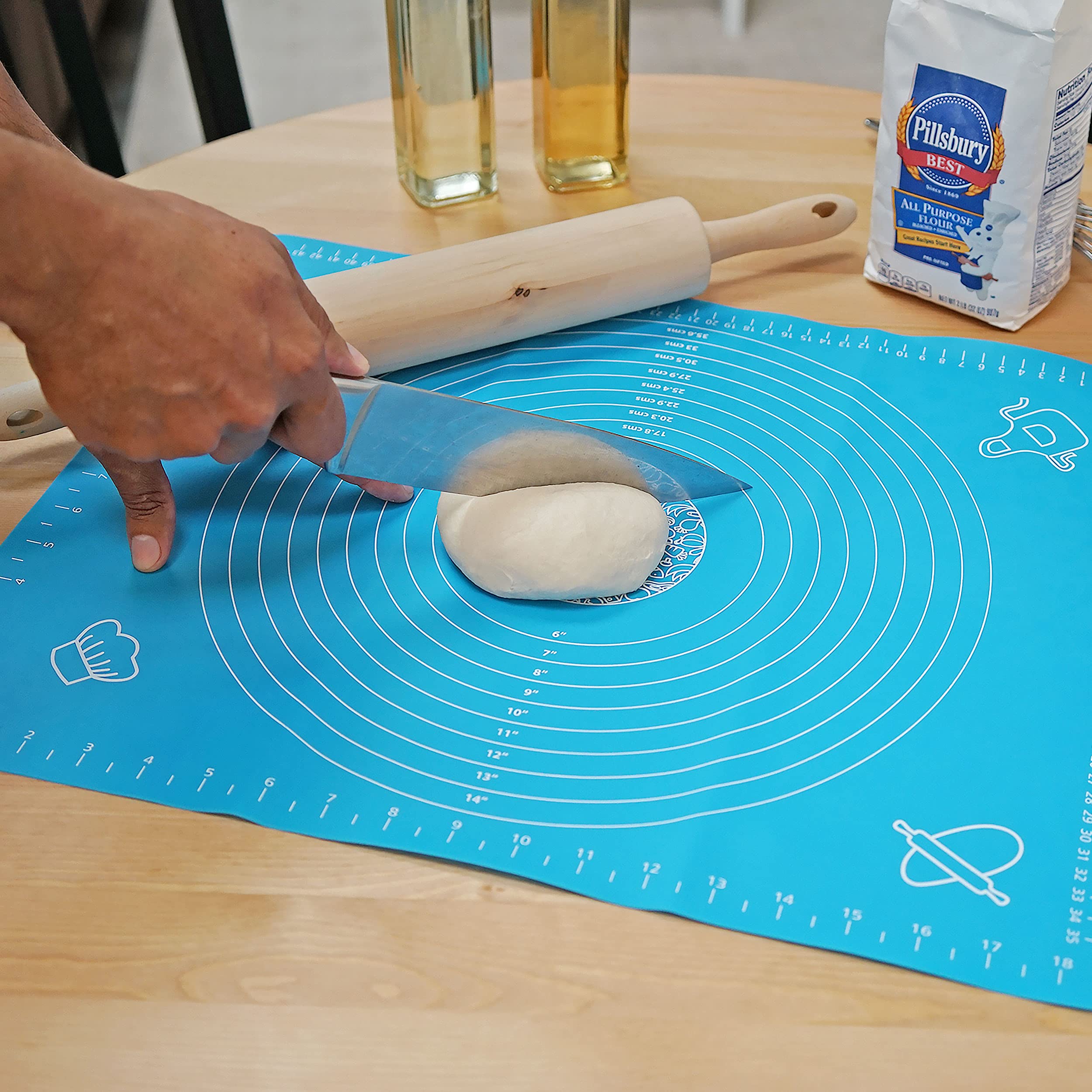 Southern Homewares Silicone Placemat Pastry Pizza Cake Pie Mat Baking Rolling Kneading Crafts Countertop Table Protector Non Sti