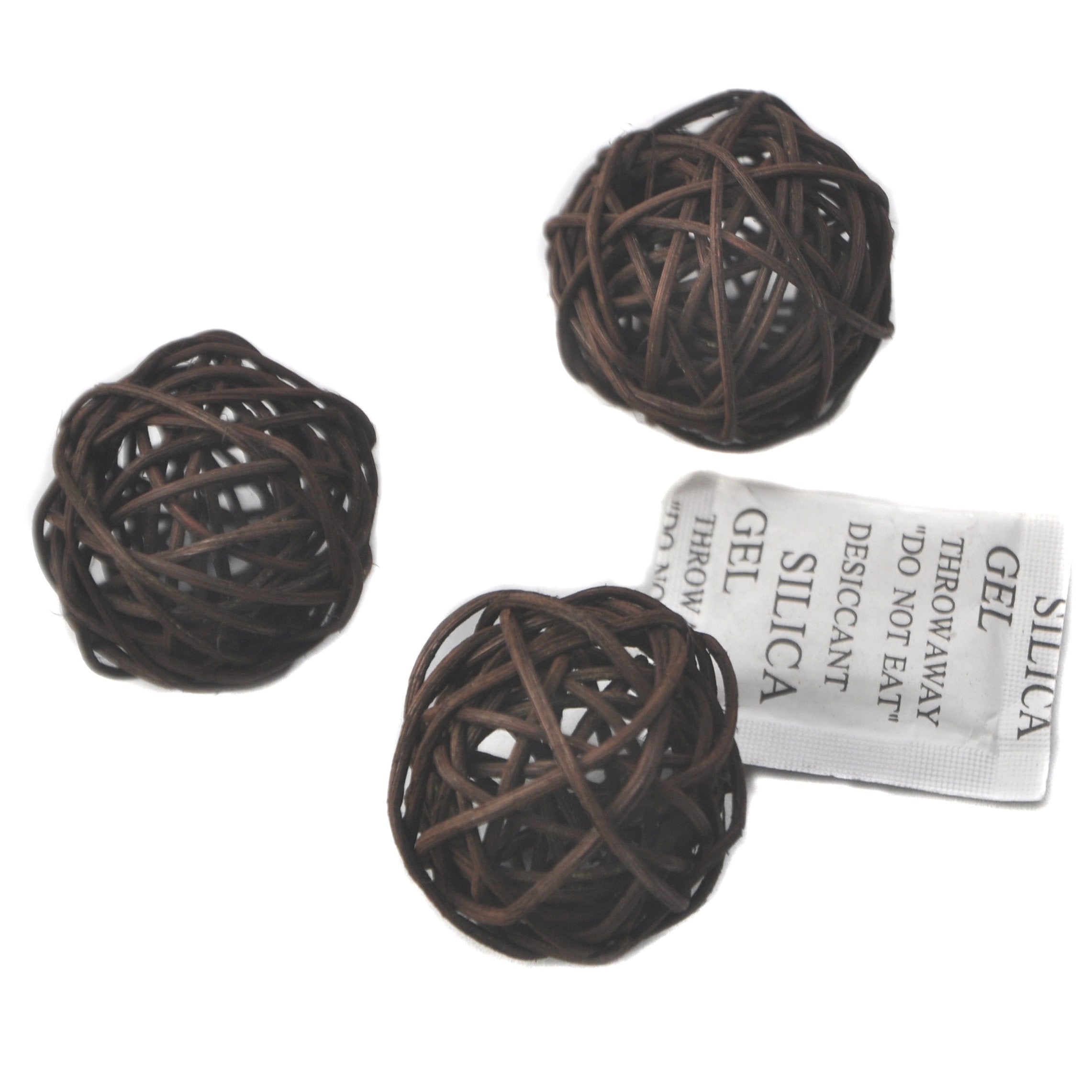 Set of 6 Wicker Rattan Balls Table Wedding Party Christmas Decoration (Diameter 3.2 Inch, Dark Brown)