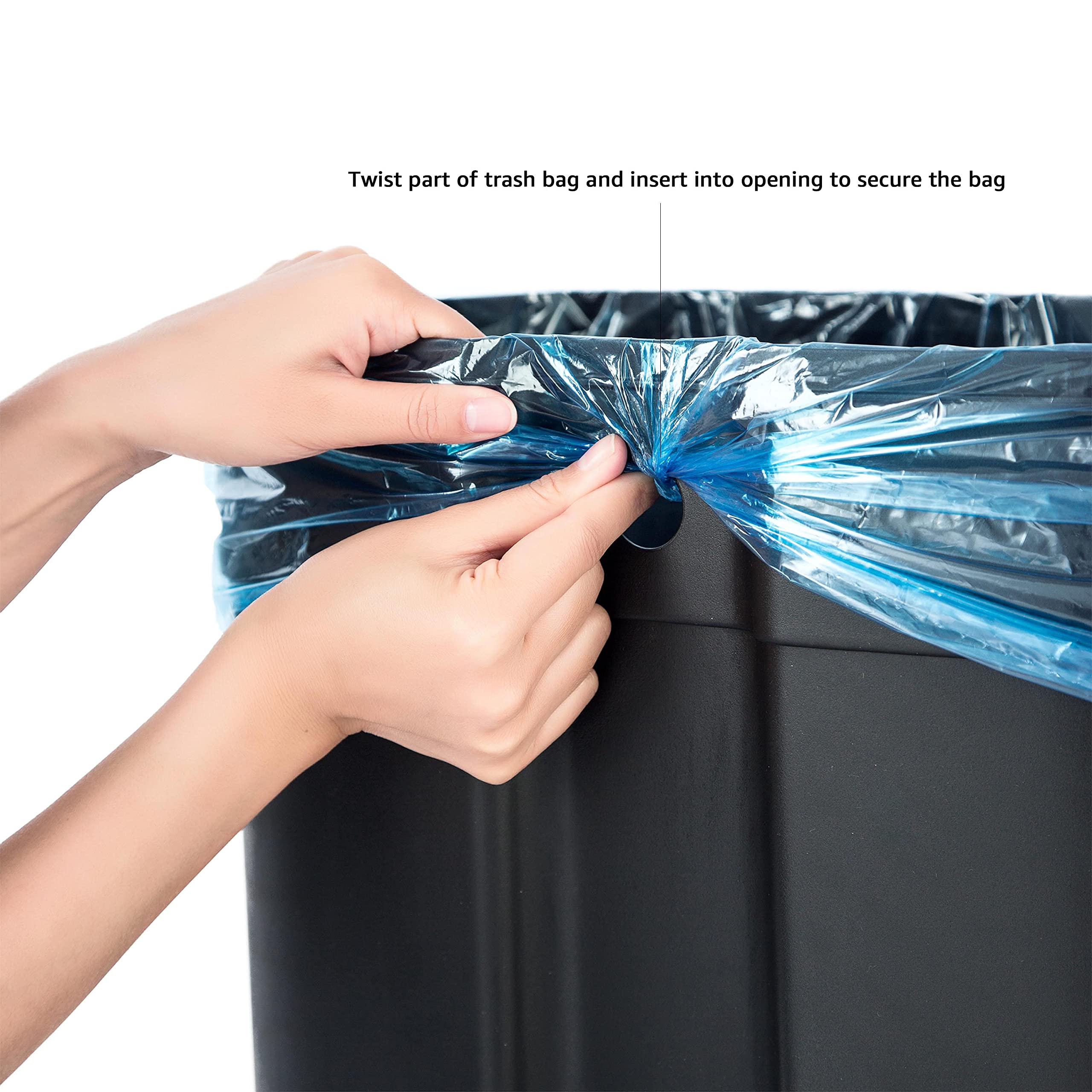 Amazon Basics Metal Rectangular Trash Can With Liner and Soft-Close Foot Pedal  32 Liter / 8.5 Gallon  Black