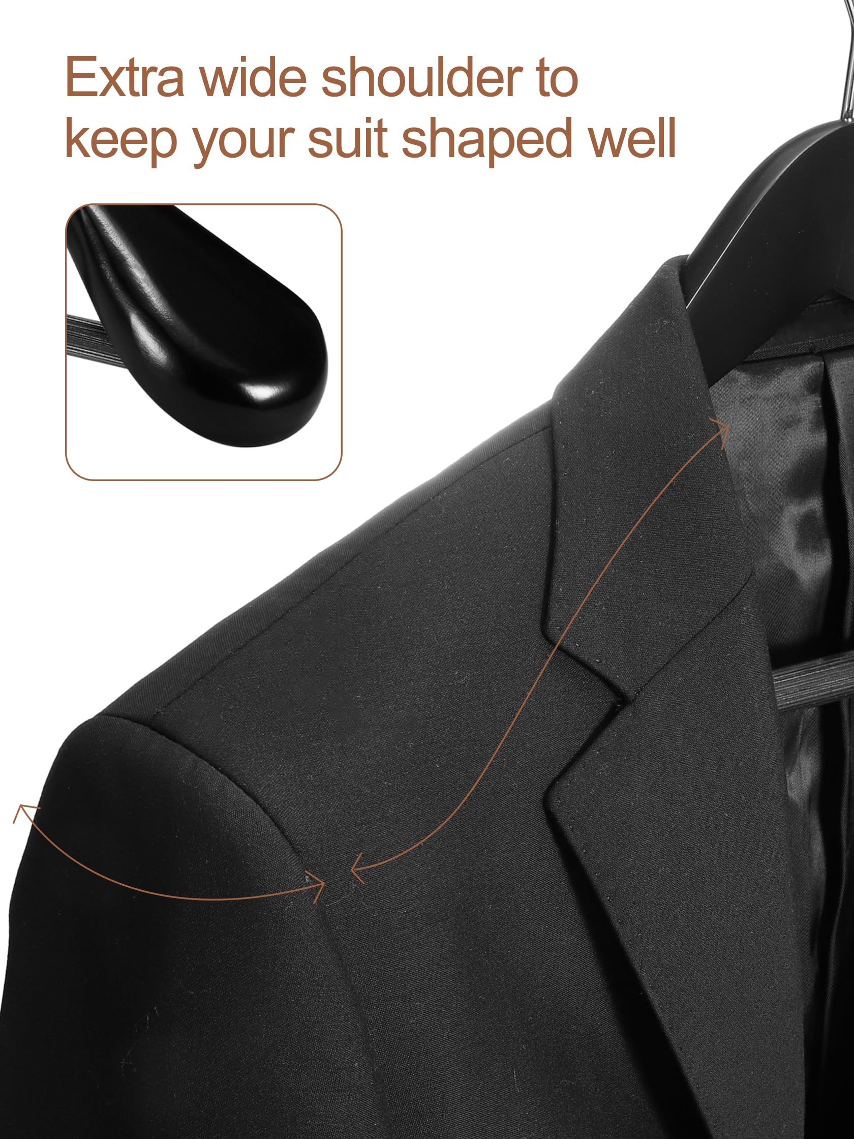 House Day High-Grade Suit Hangers, Wide Shoulder Wooden Hangers With Non Slip Pants Bar, Smooth Finish 360 Swivel Hook Solid Woo