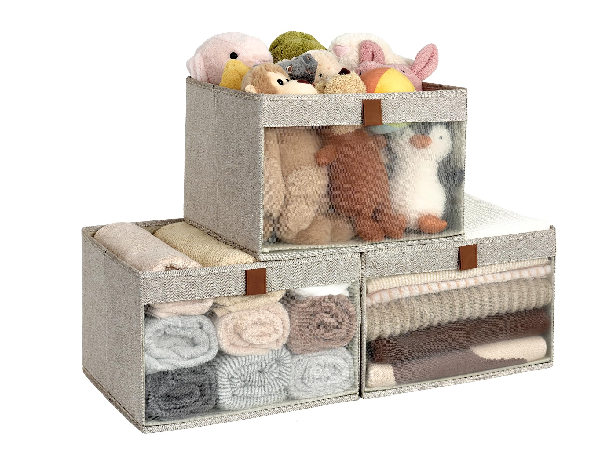 Storageworks Closet Storage Bins With Clear Window And 2 Handles, Foldable Storage Baskets For Shelves, Extra Large Fabric Organ