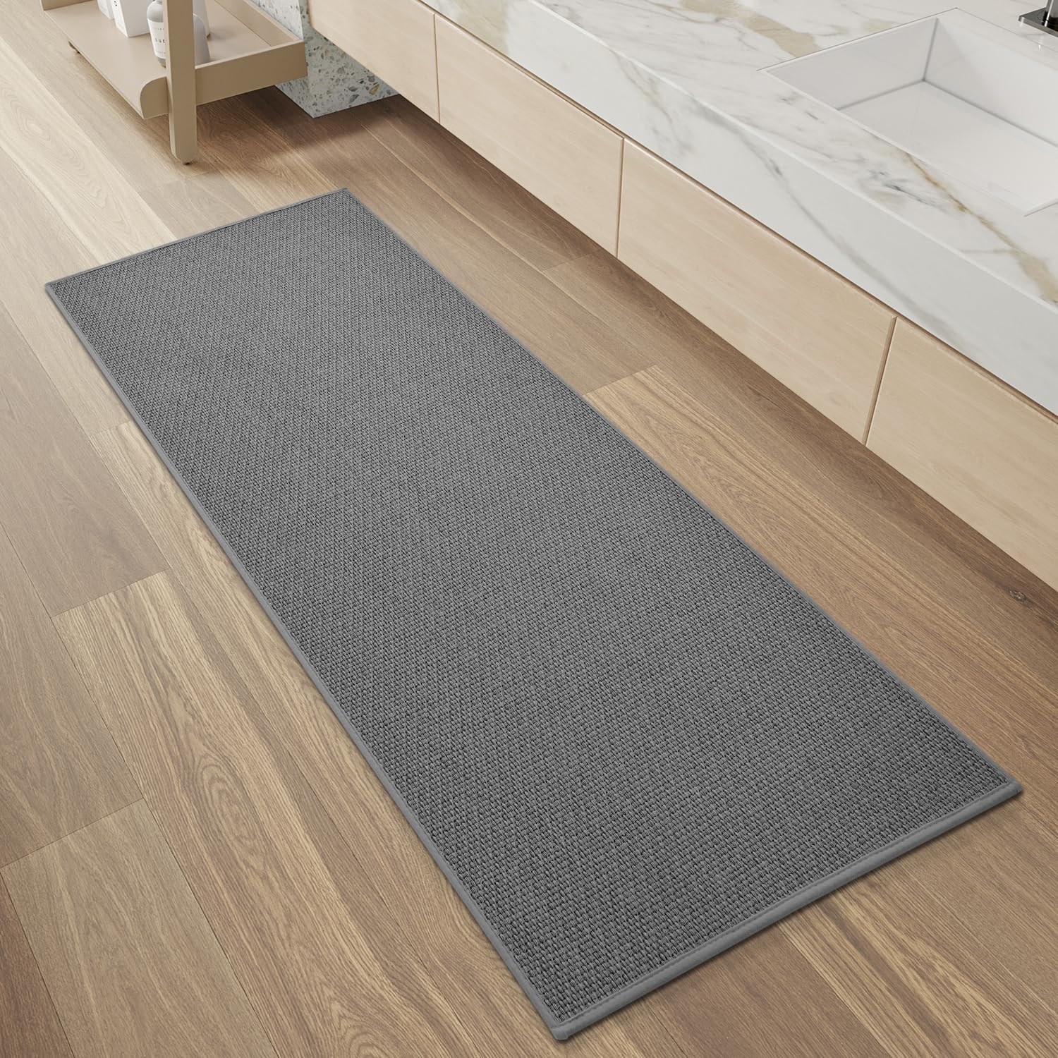 Padoor Non-Slip Bath-Mats For Bathroom, Rubber-Backing Braided Absorbent Bathroom Mat Machine Washable Thin Bathroom Rugs Fit Un