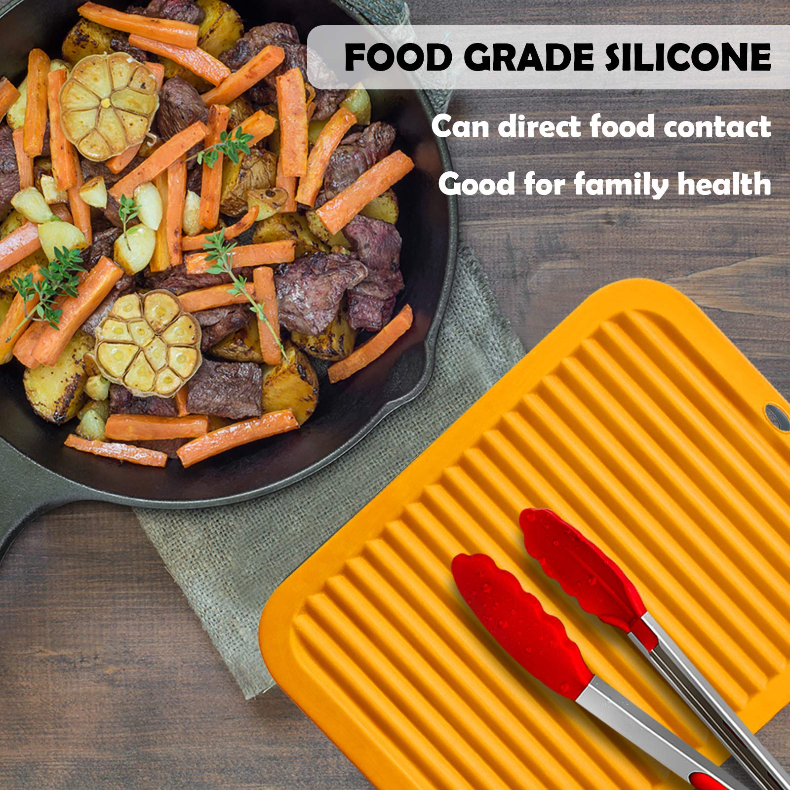 Walfos Silicone Trivets Set - Heat Resistant Pot Holder, Non-Slip And Flexible, 2 Pcs Multi-Purpose Kitchen Table Mat, Prefect F