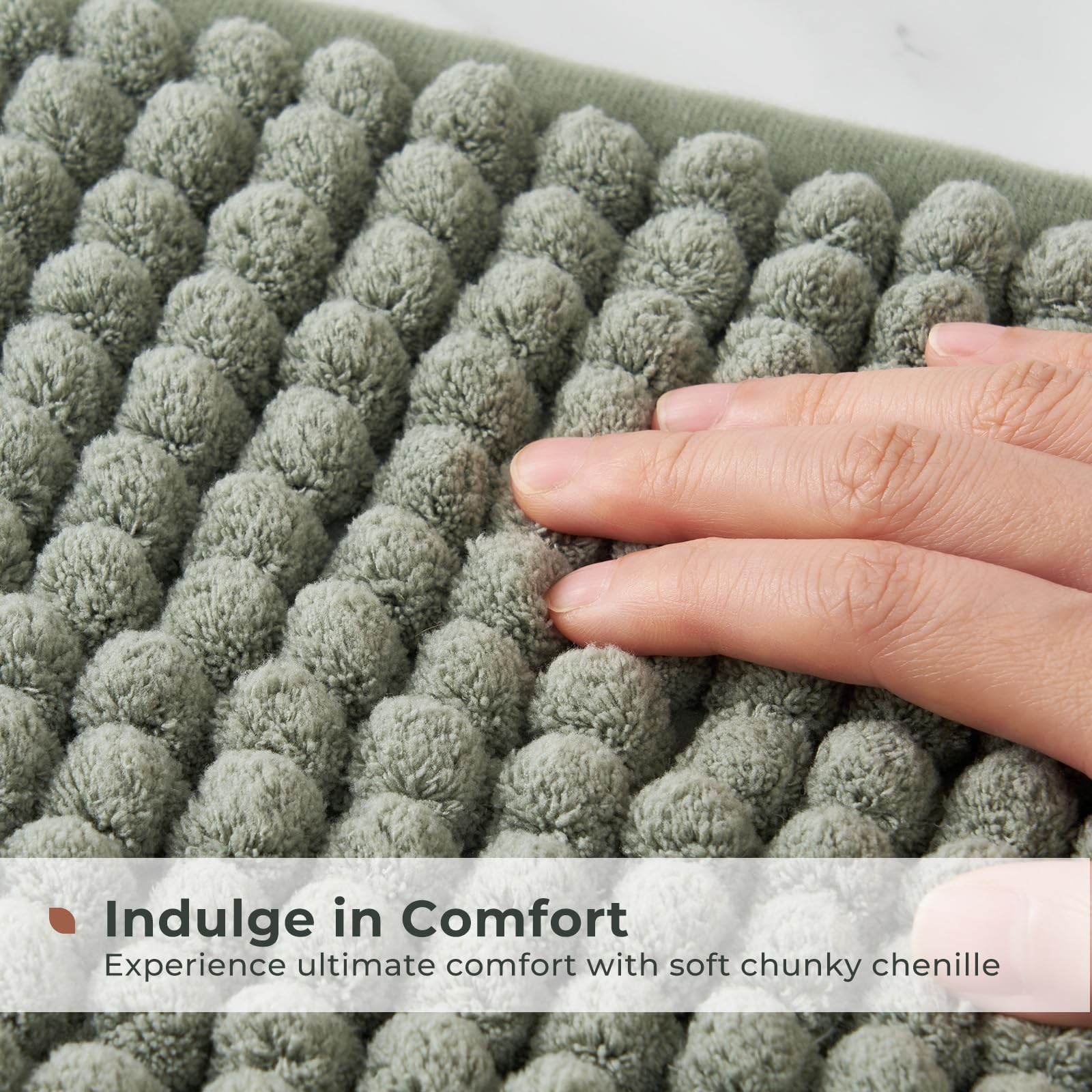 Freshmint Thick Chunky Chenille Bathroom Rugs 20''X32'', Non Slip Bath Mat For Bathroom Floor, Soft Bathroom Decor Accessories,