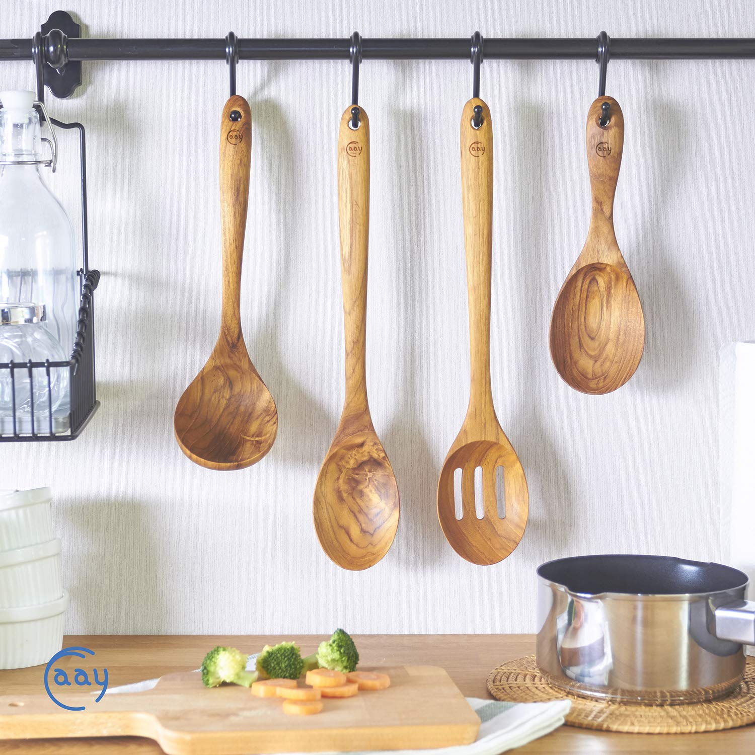Faay Ladle, Serving Ladle, Cooking/Kitchen Ladle | 100% Eco Friendly Server Gravy Ladle, Wooden Kitchen Tool, Hand Carved Wood U