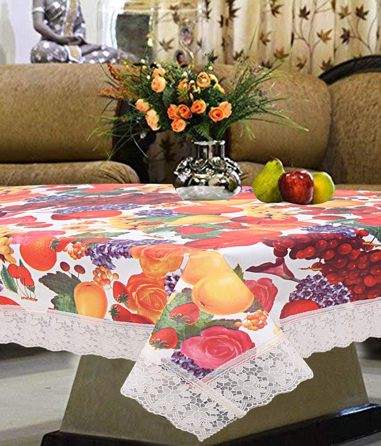 Kuber Industries Fruits Printed Pvc 4 Seater Center Table Cover (Multi), Ctktc13891, Standard
