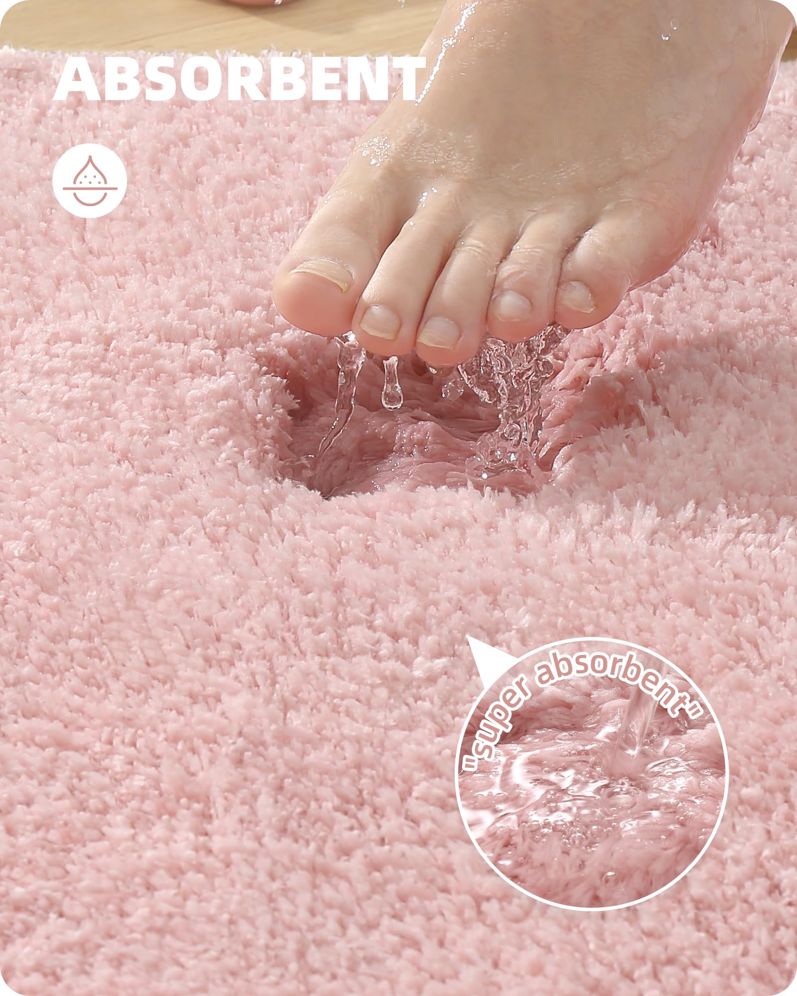 Color&Geometry Pink Bathroom Runner Rugs 24''X43'', Extra Large- Upgrade Your Bathroom With Long Thick Blush Bath Mat- Plush, No