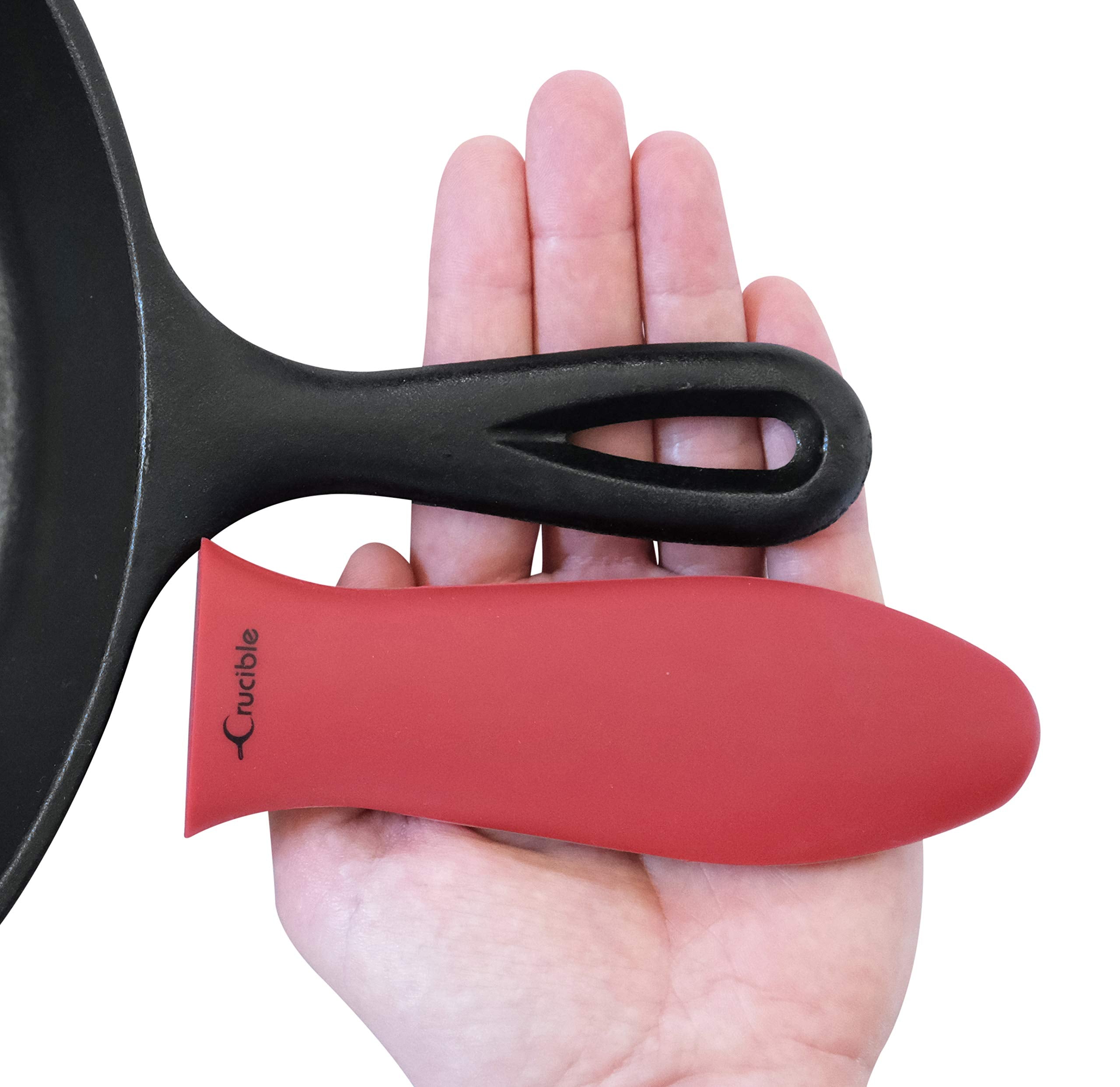 Silicone Hot Handle Holder, Potholder (Large Red) For Cast Iron Skillets, Pans, Frying Pans & Griddles, Metal And Aluminum Cookw