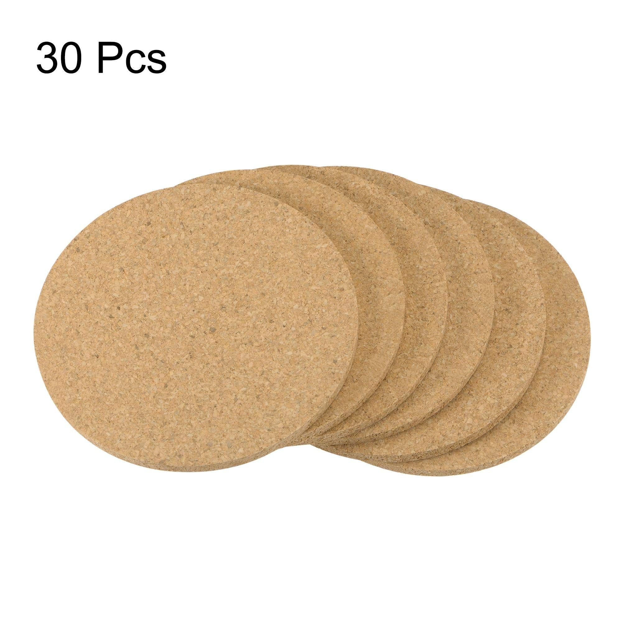 Uxcell Cork Coasters Wooden Trivet Drinks Mats, Round 3.5 Inch Diameter, 0.16 Inch Thick For Home Bar Kitchen Restaurant Lab, Ye